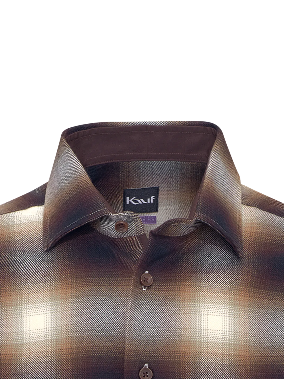 KAUF Chemise à manches longues Bari Kent Coupe Regular Fit – Flanelle à carreaux marron – Entretien facile