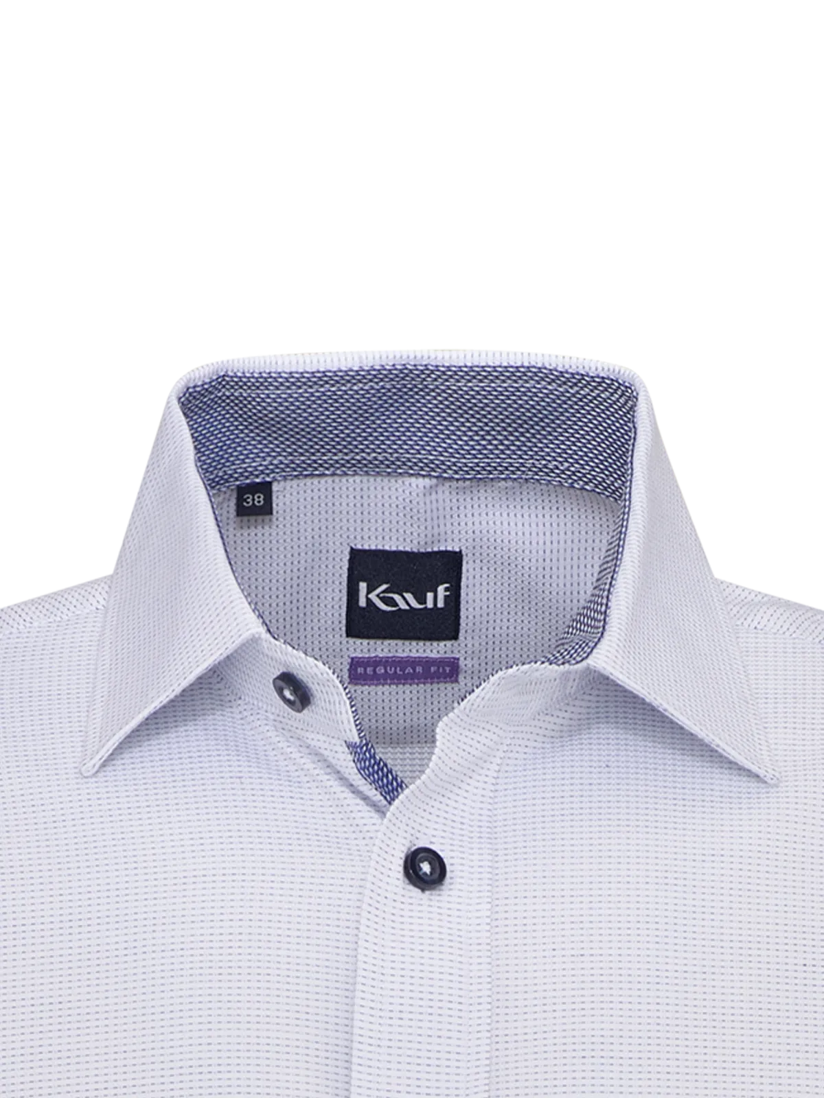 Chemise pour homme Coupe Regular Fit, blanche, avec un fin motif structuré bleu foncé