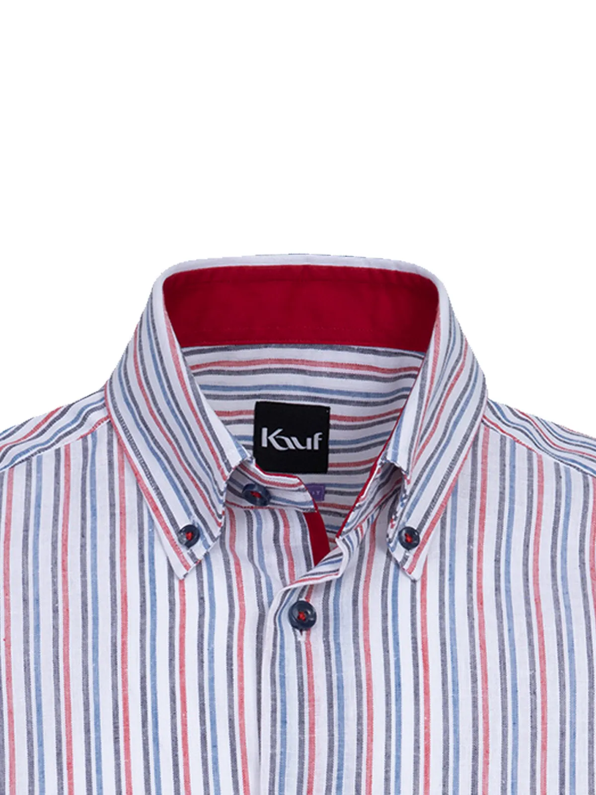 Bari Button Down Kurzarm mit Kontrast mit Leinen