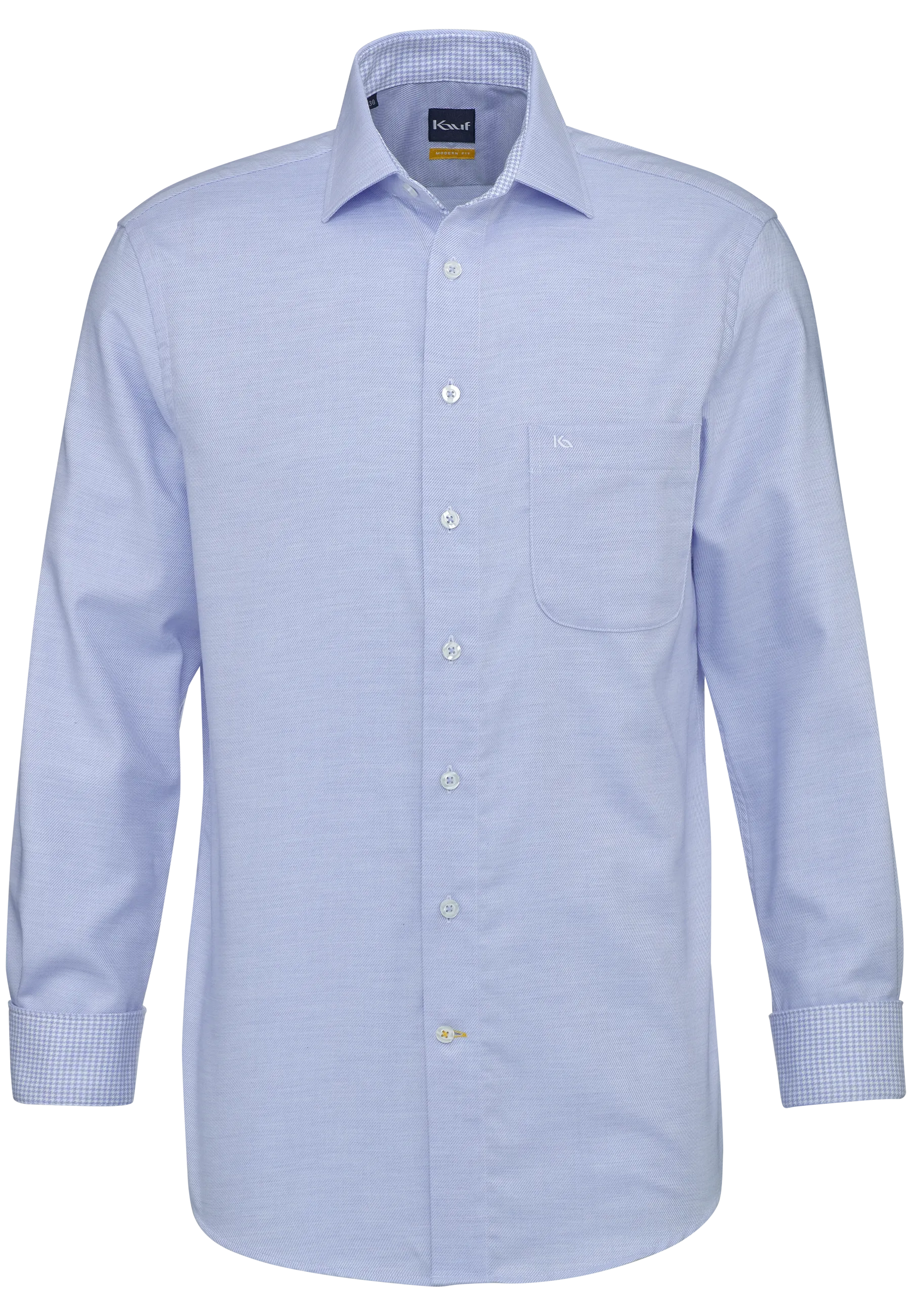 KAUF Regular Fit Herrenhemd 325 30210 500 celesteblau mit Melange-Effekt, New Kent-Kragen und Safety Pocket