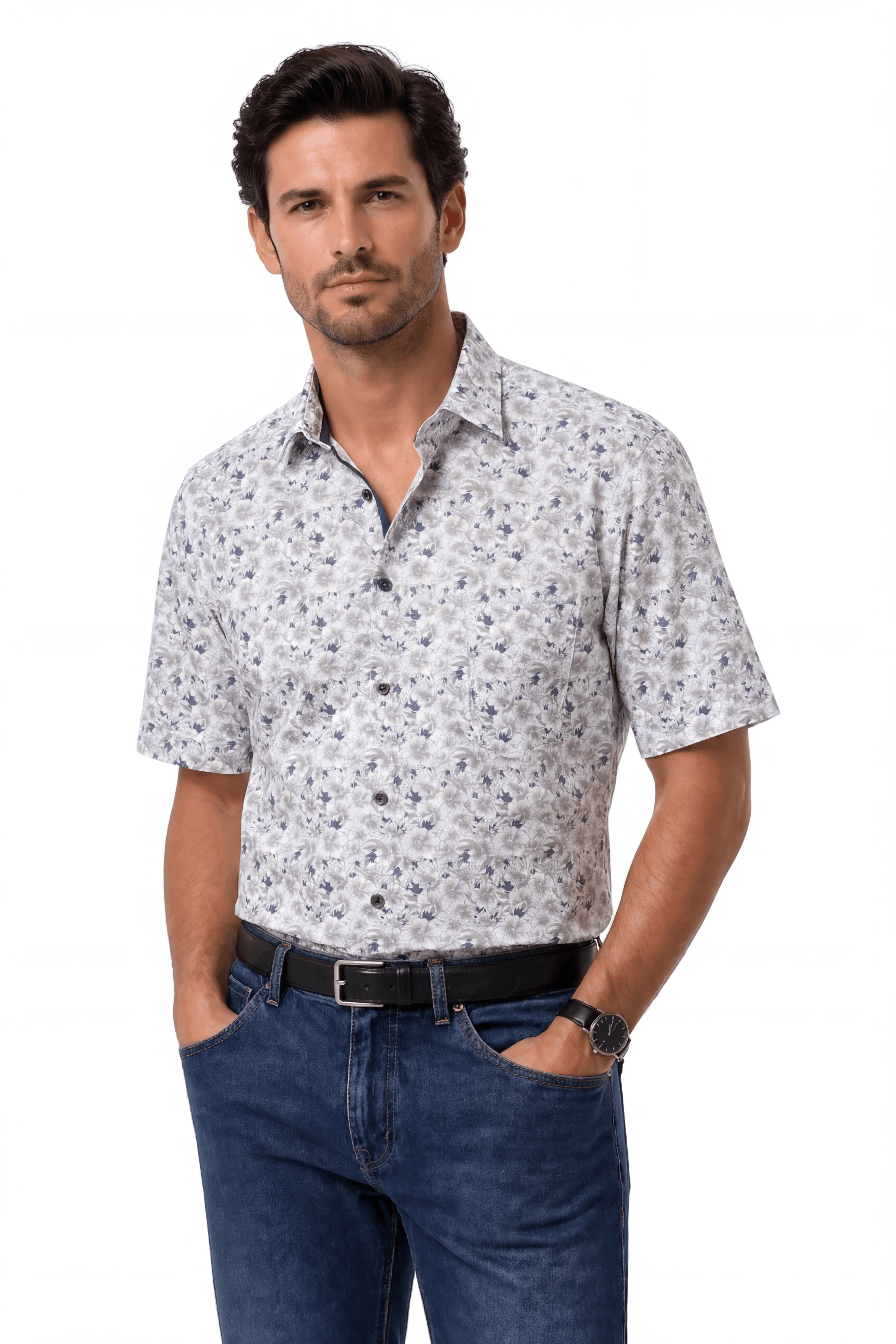 Bari Kent Kurzarm regular fit mit Kontrast