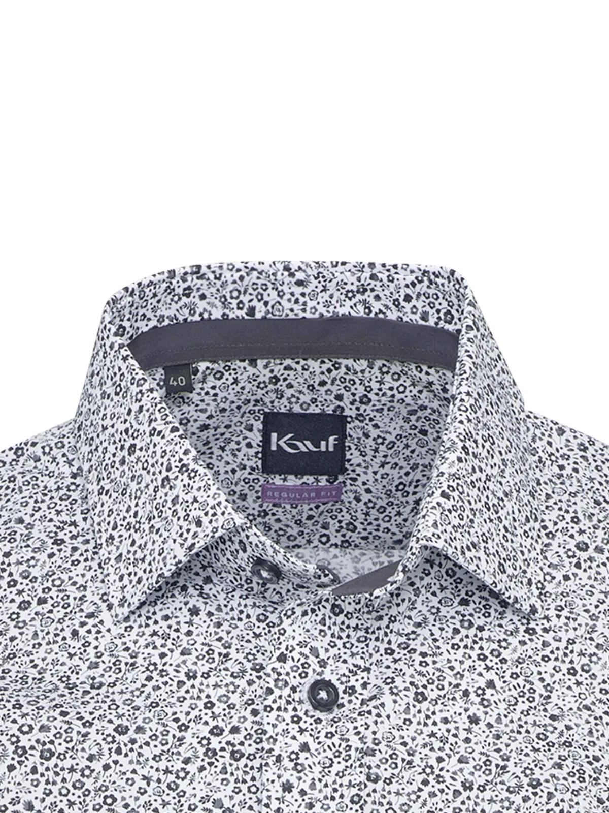 White Pisa New Kent Shirt, Regular Fit, with anthracite floral print