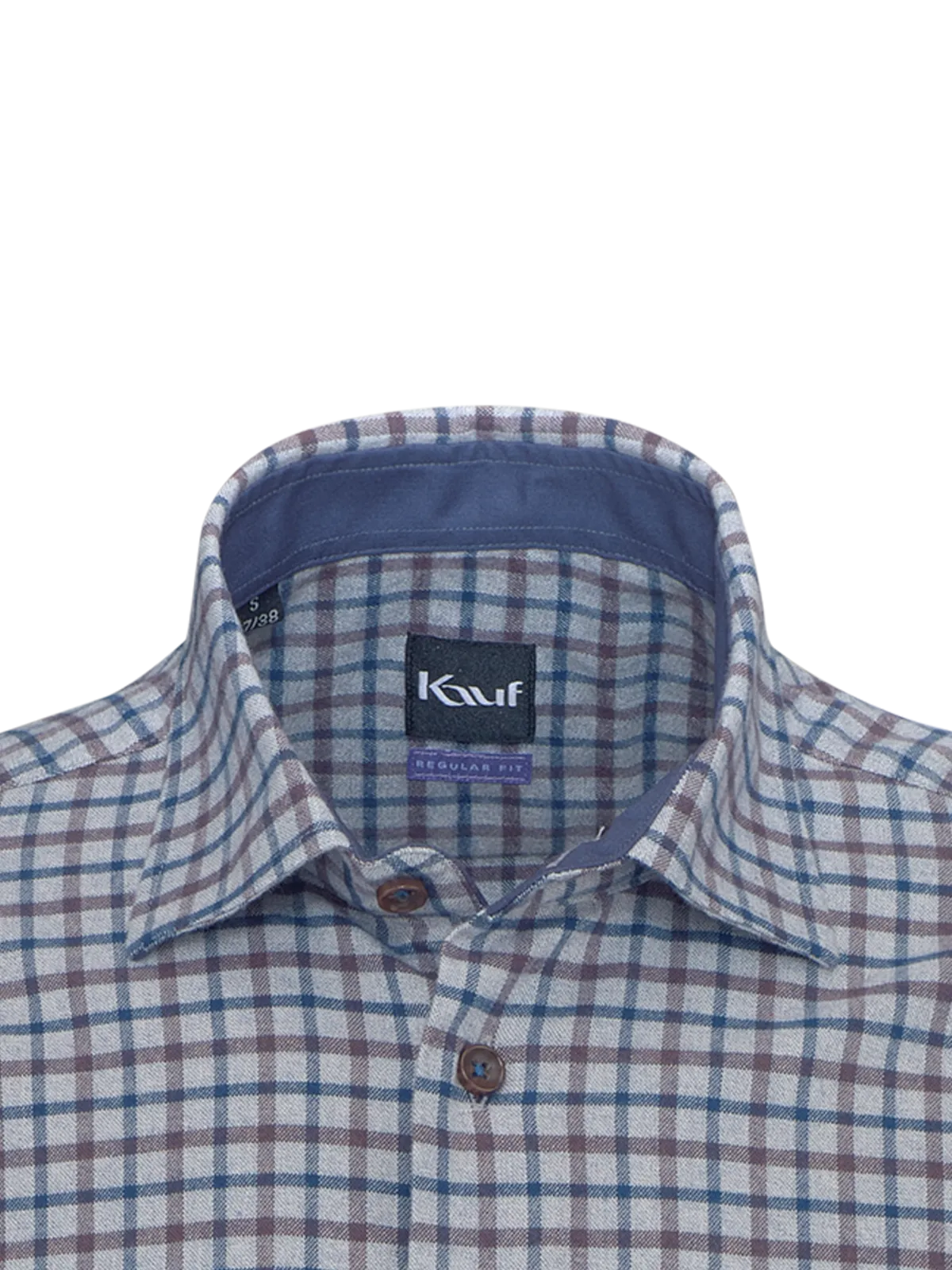 Blau-braunes Bari Kent Hemd Regular Fit aus weichem Leichtflanell
