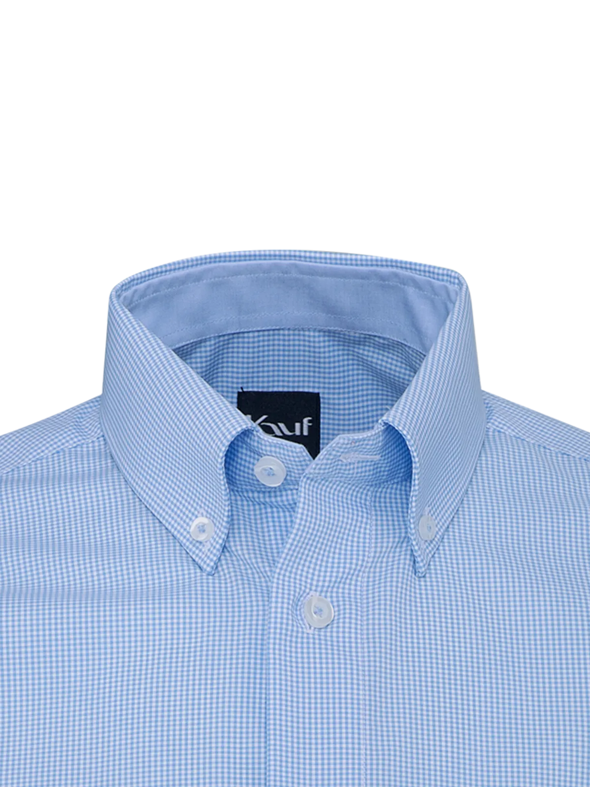 Chemise bleu clair « Firenze » à col boutonné, Coupe Modern Fit, motif Vichy