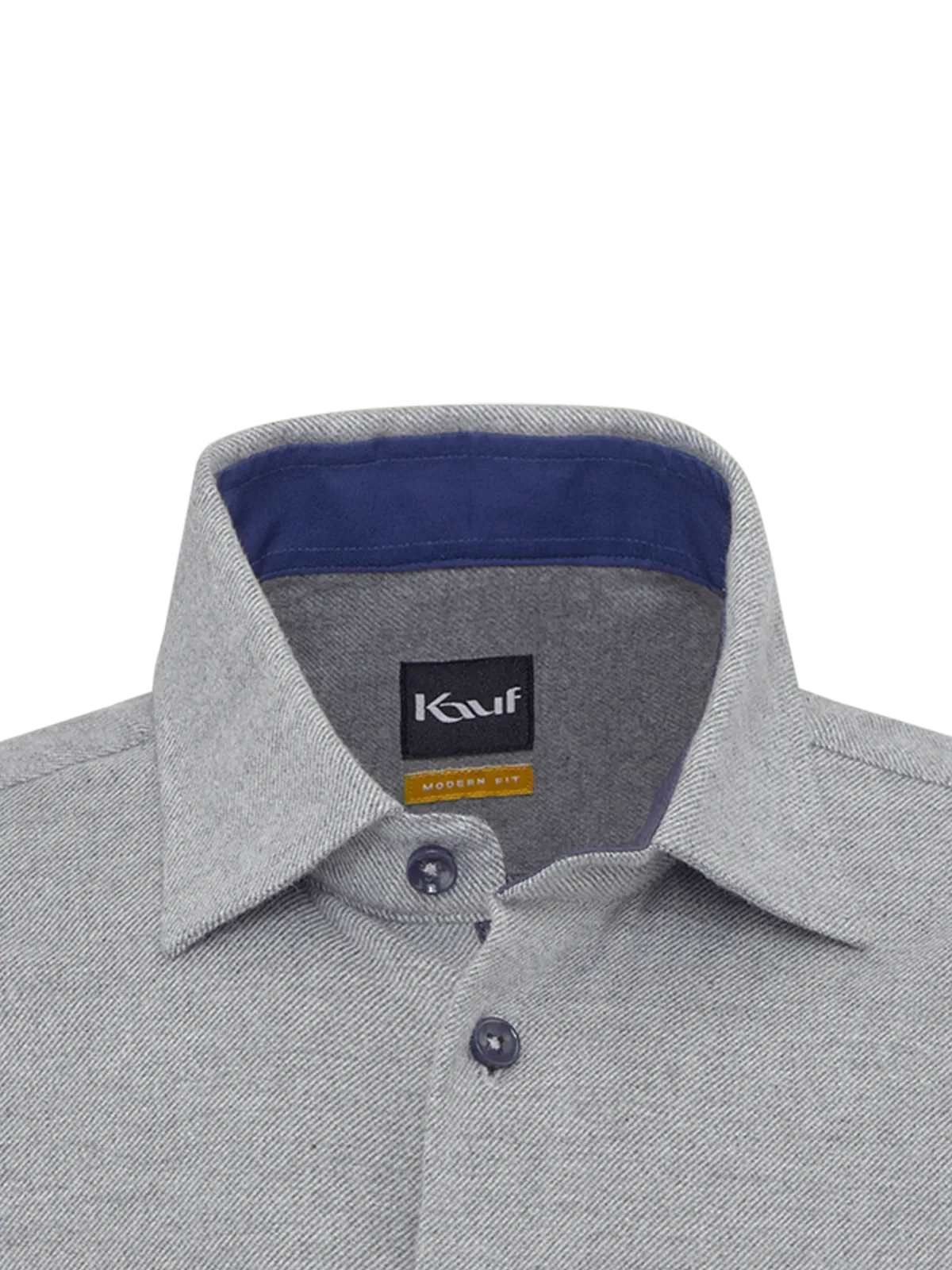 KAUF Modern Fit Flannel Shirt Verona – Plain Grey