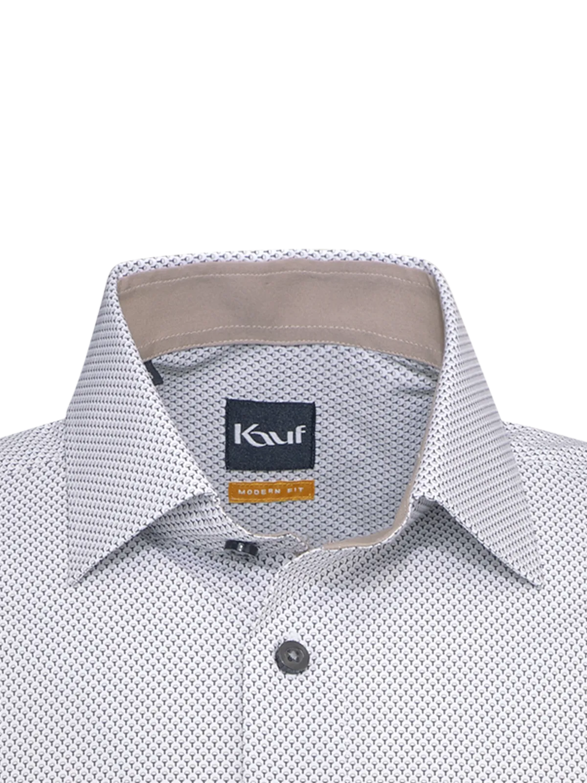 White Firenze New Kent shirt Modern Fit with a beige-grey minimalist pattern