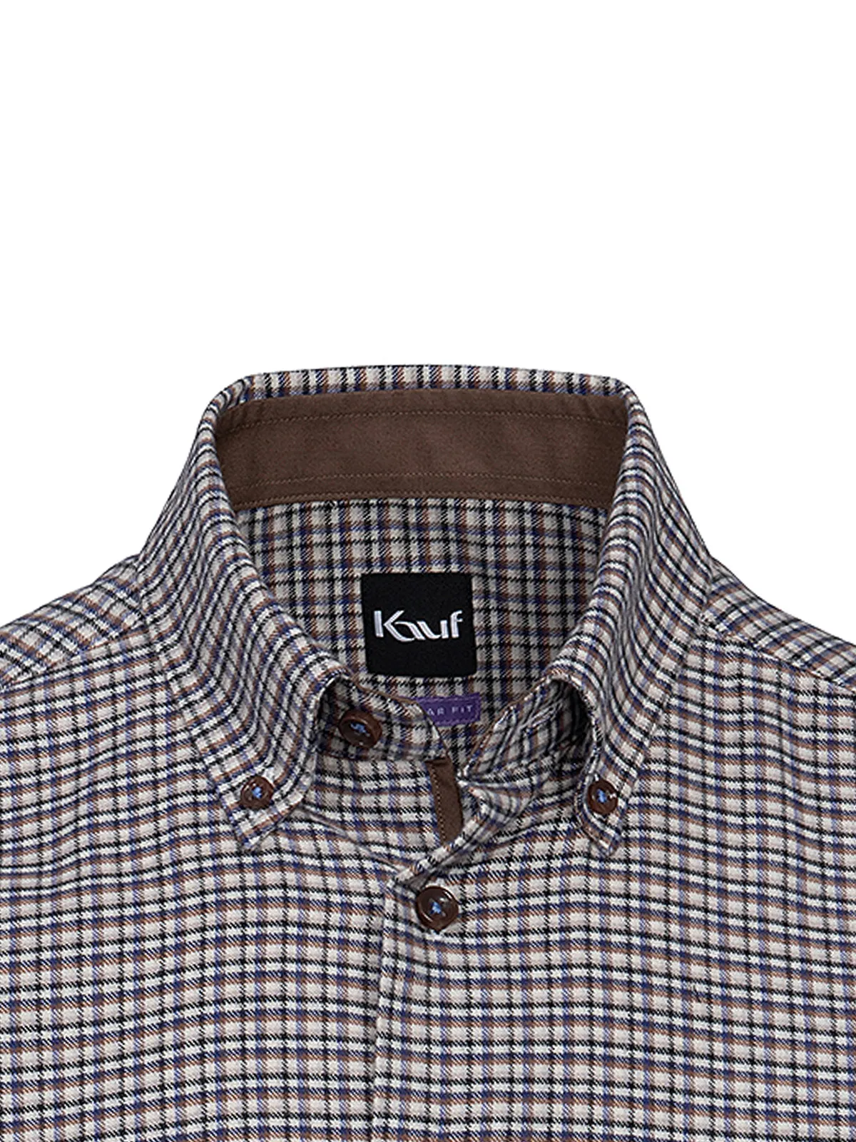 Bari Button Down Langarm mit Kontrast in leichter Flanellqualität