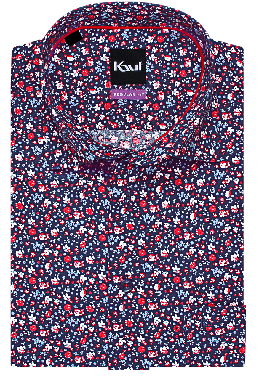 Hemd florales Muster Bari Kent mit Kontrast