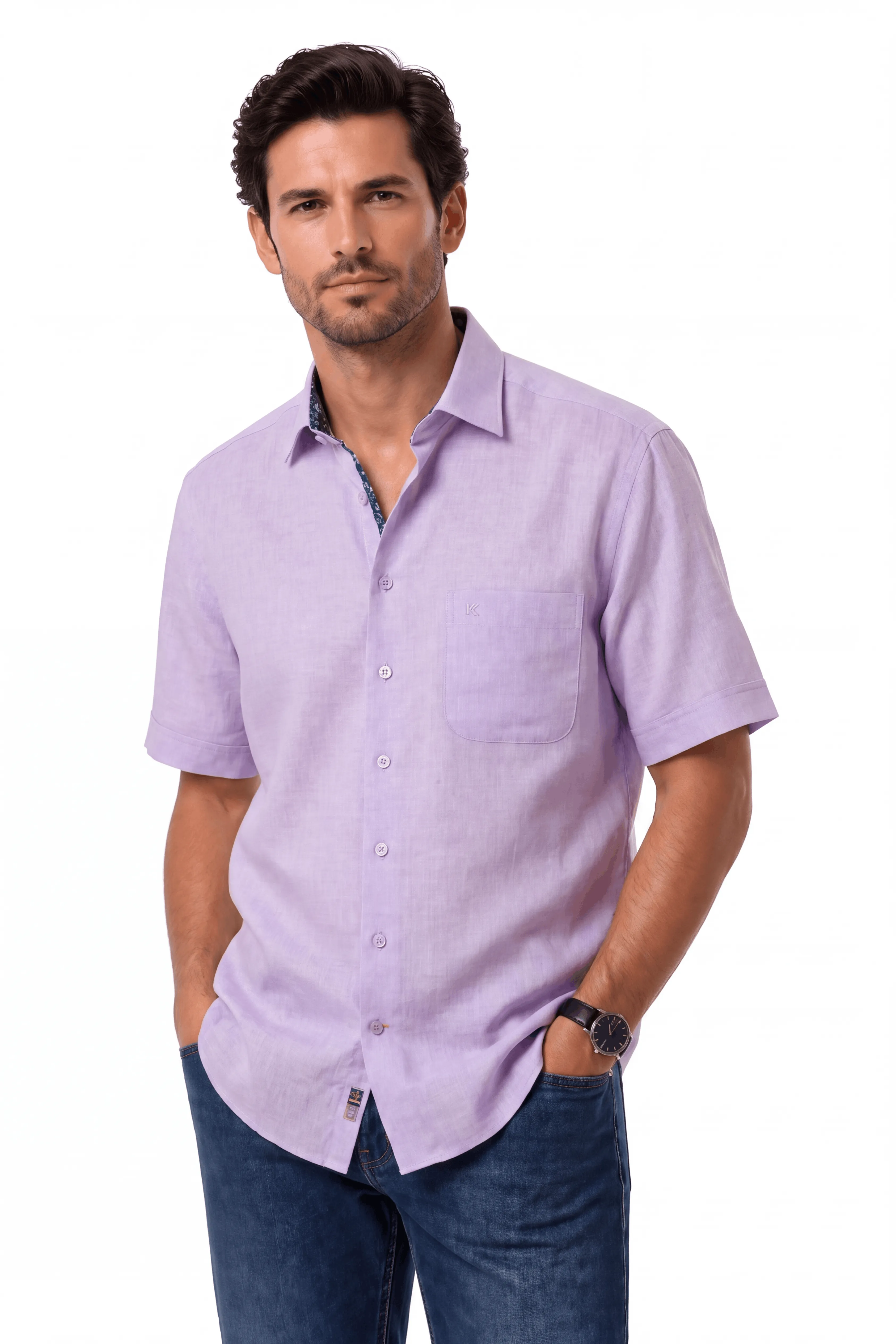Bari Kent regular fit manches courtes avec contraste