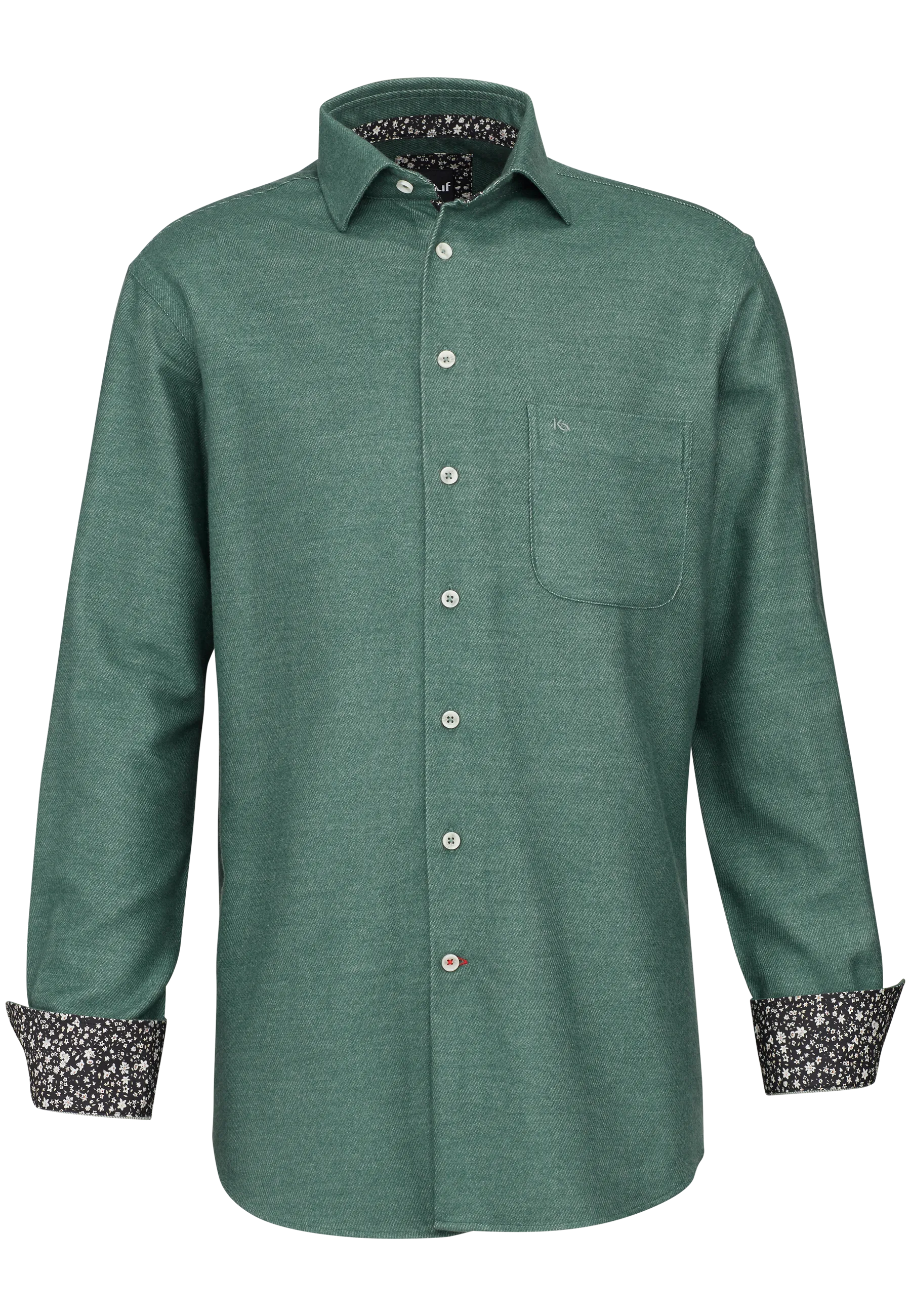 Bari Kent Langarm regular fit mit Kontrast in Flanellqualität