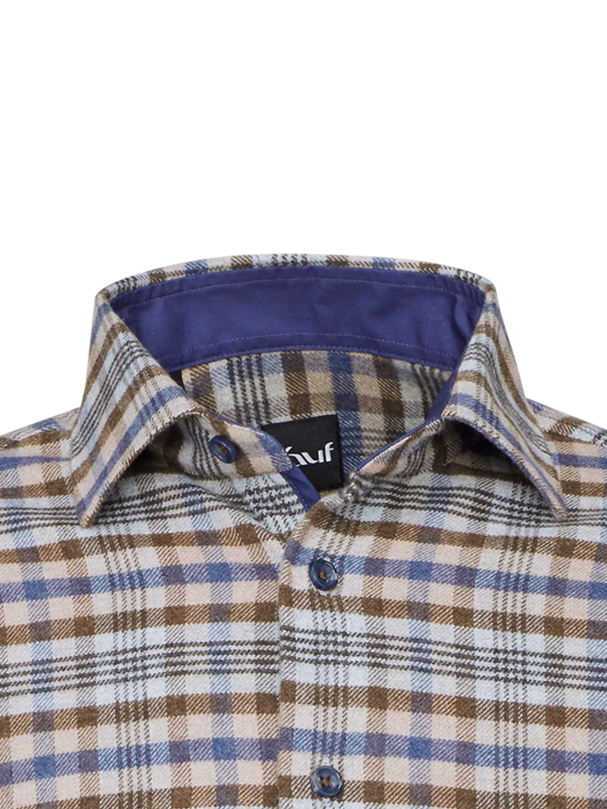 Bari Kent Langarm regular fit mit Kontrast in Flanellqualität