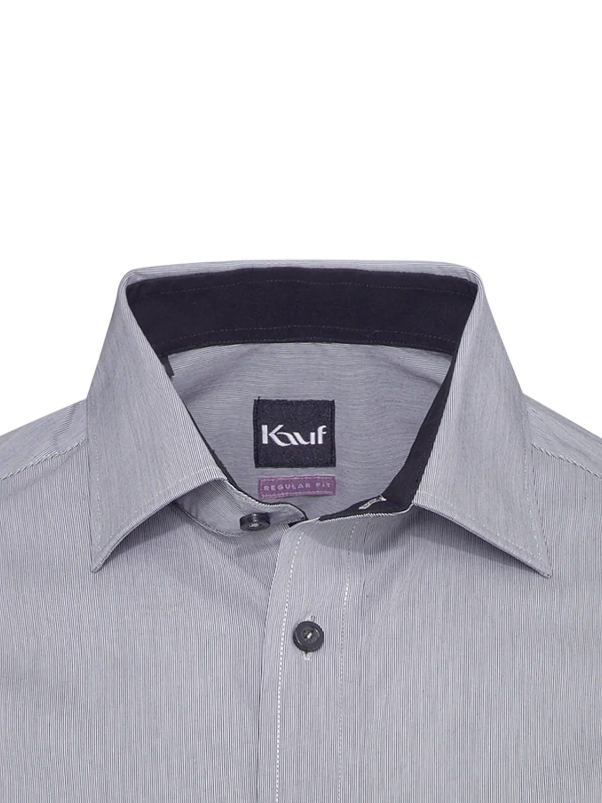 Dark grey Pisa New Kent shirt, regular fit, with fine mille-rayes stripes