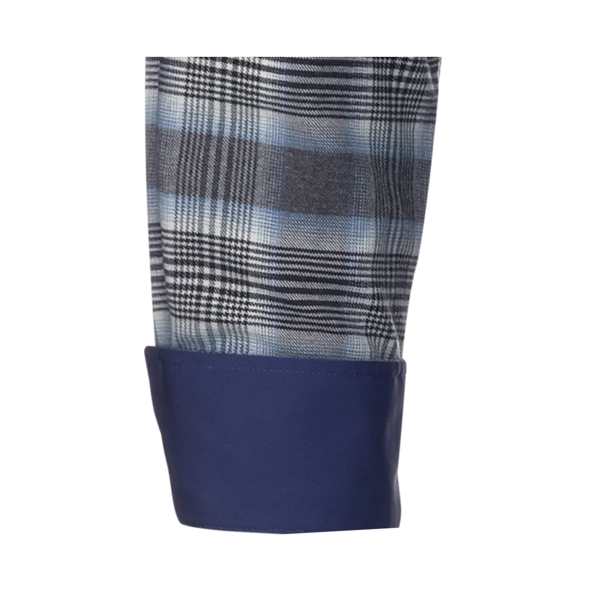 Blau-schwarz kariertes Bari Kent Flanellhemd Regular Fit