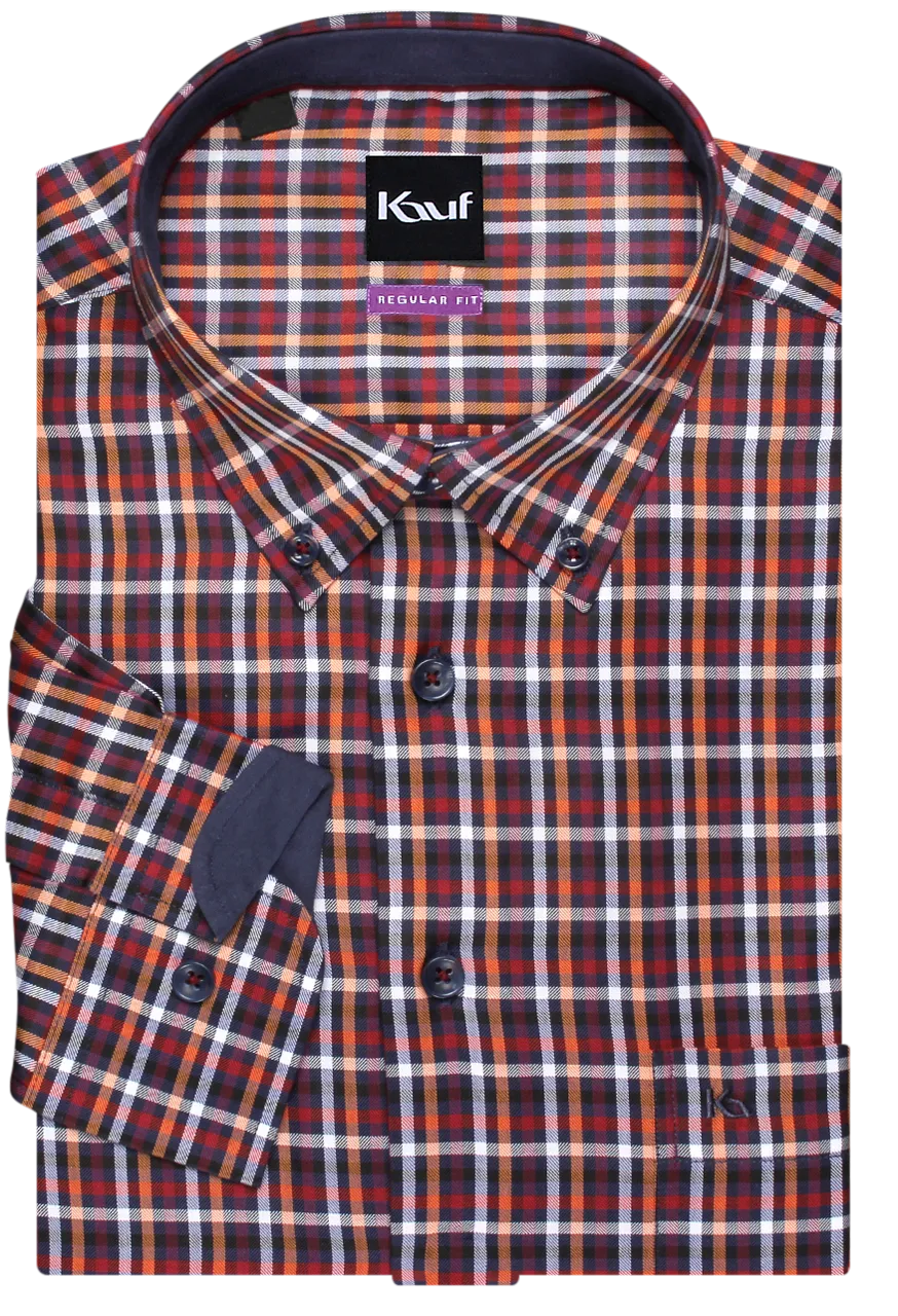 Bari Button Down Kragen Langarm mit Kontrast