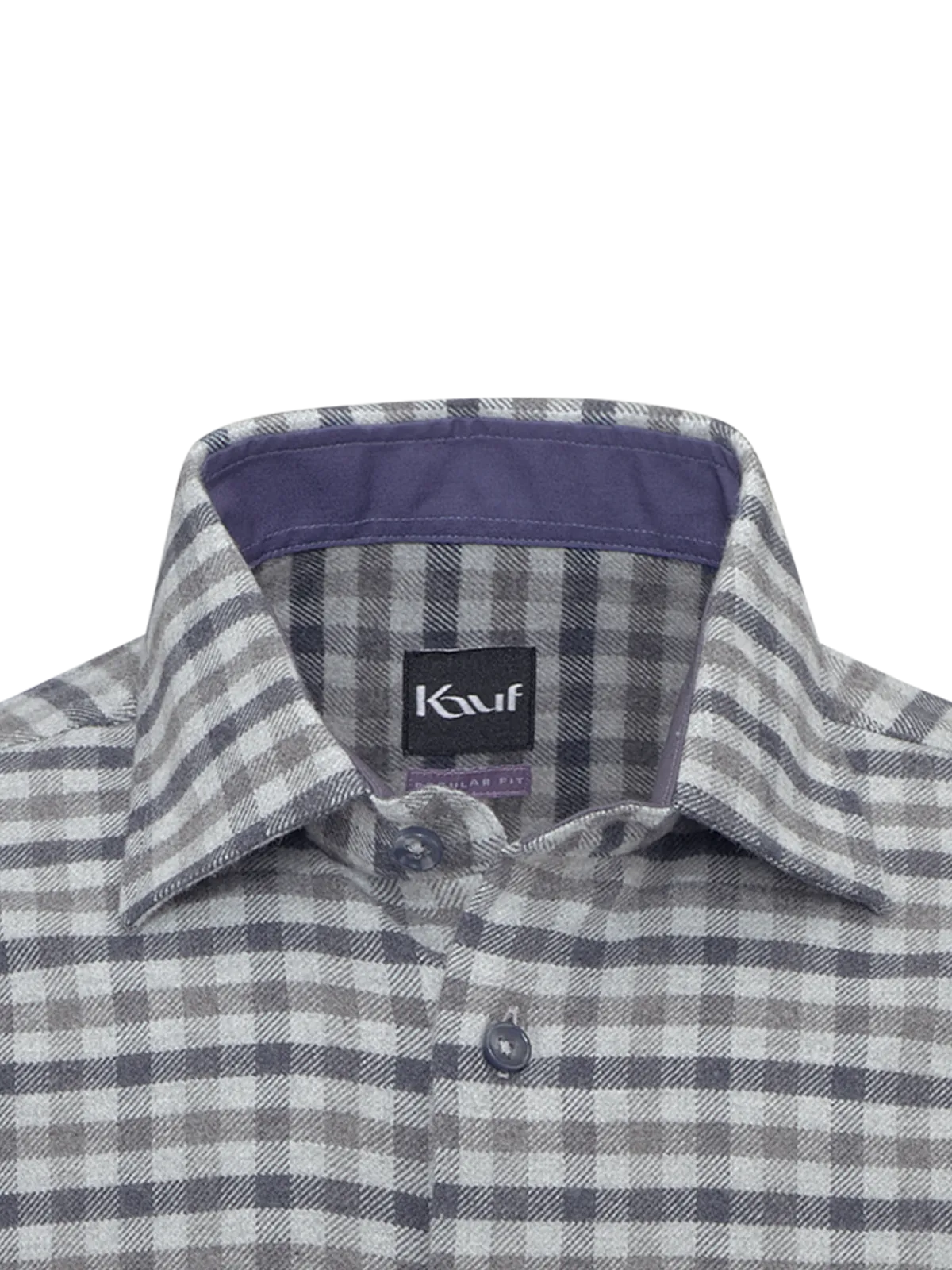 Grey Bari Kent flannel shirt with navy details