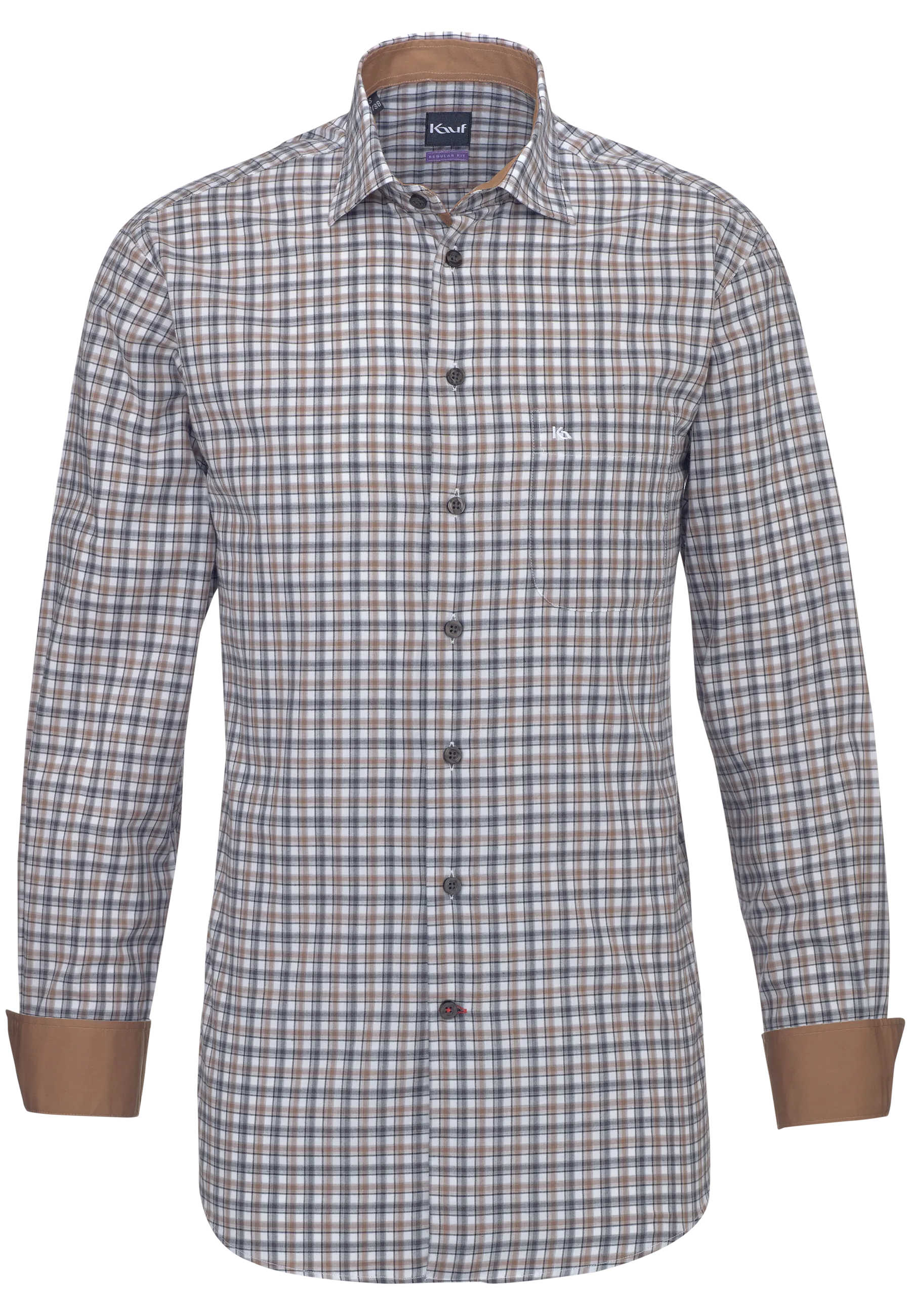 Blau-ecrufarbenes Bari Kent Hemd Regular Fit mit feinem Karo