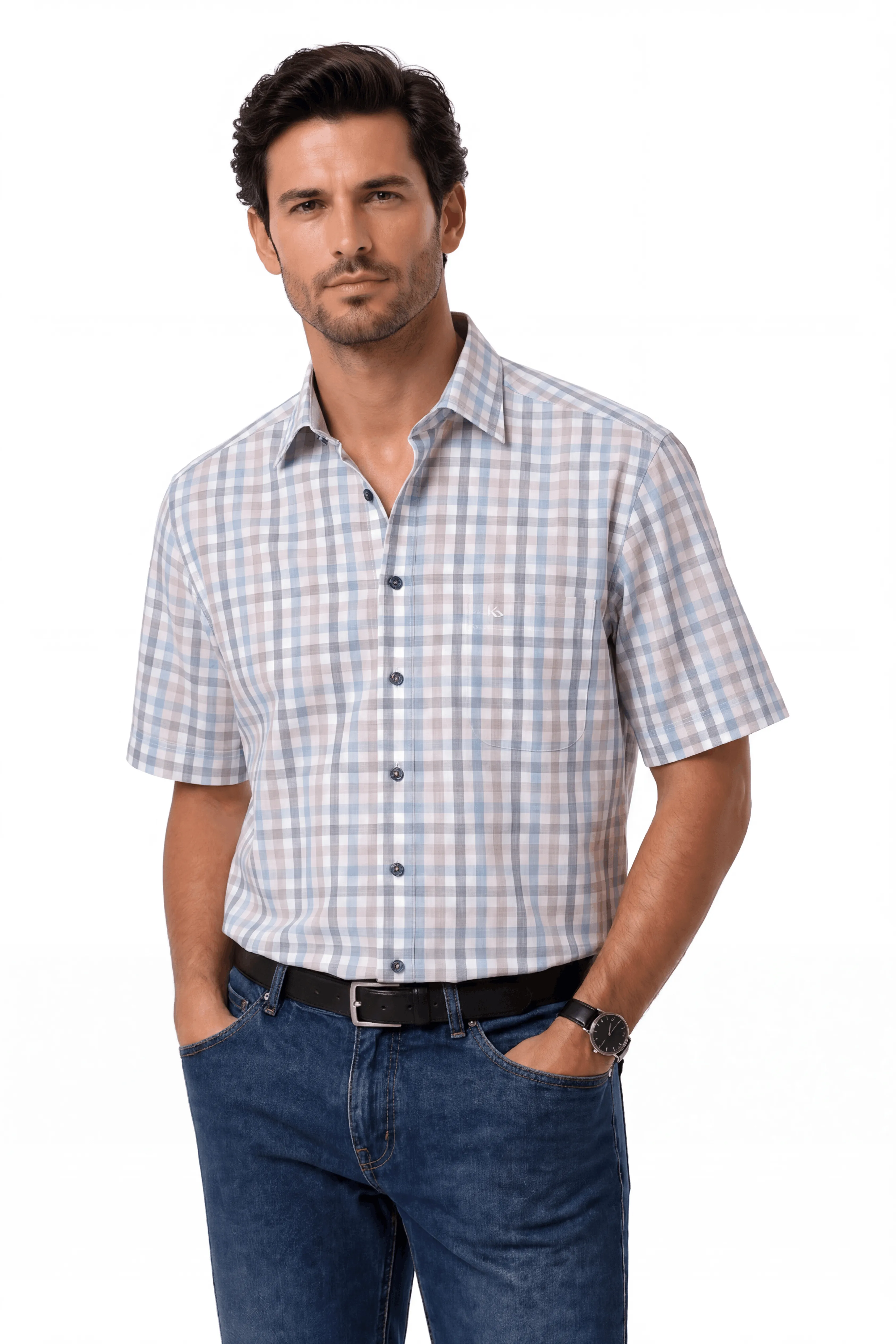 Bari Kent Kurzarm regular fit mit Kontrast