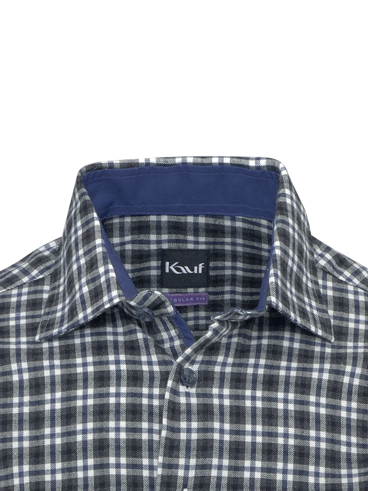 Dark grey-blue Bari Kent flannel shirt with a checked pattern