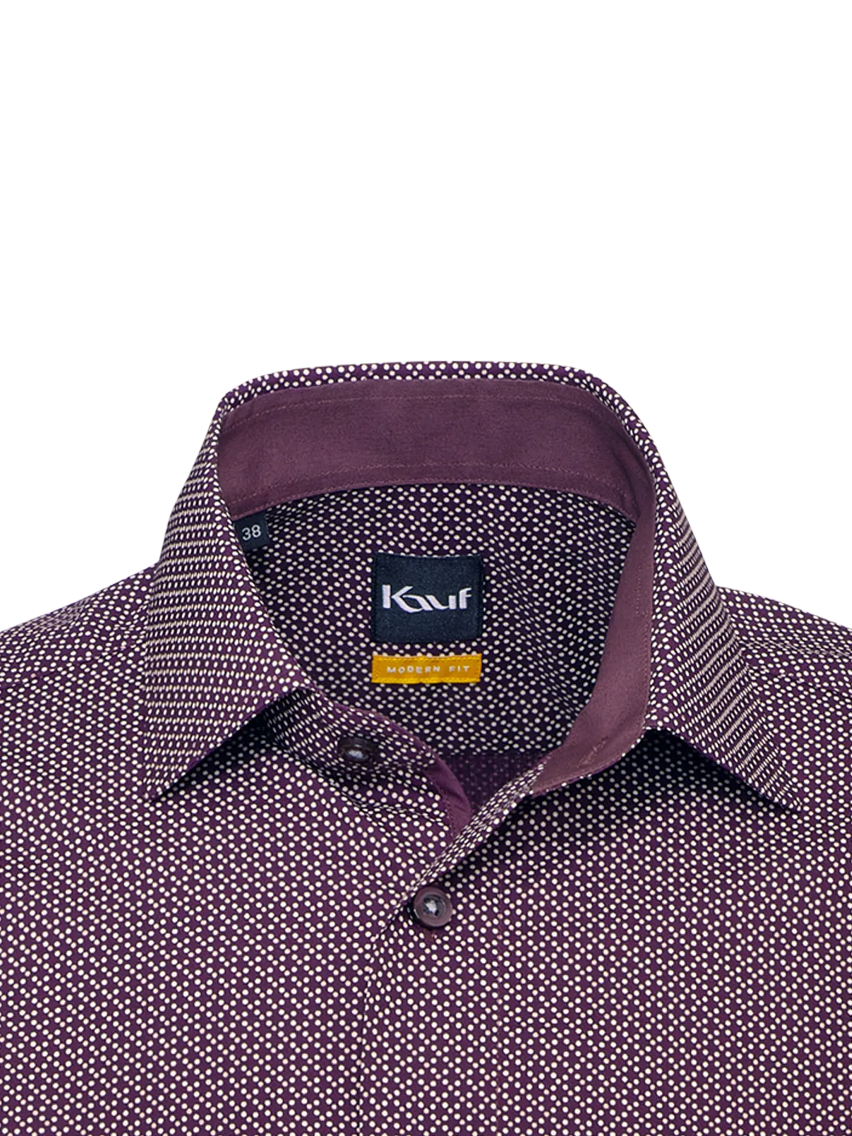 Camicia New Kent Firenze rosso vino, con raffinata stampa a pois, vestibilità moderna