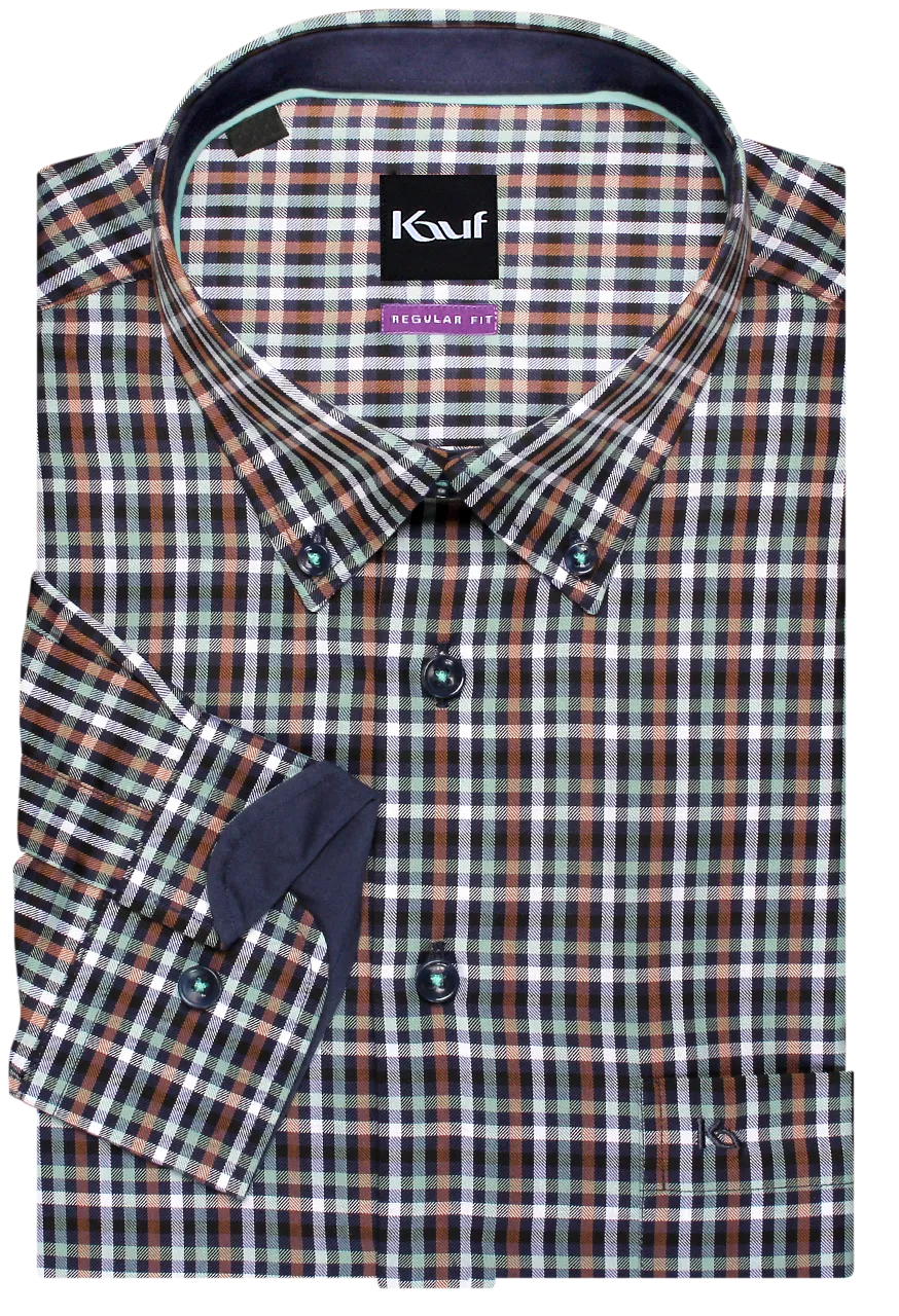 Bari Button Down Langarm mit Kontrast