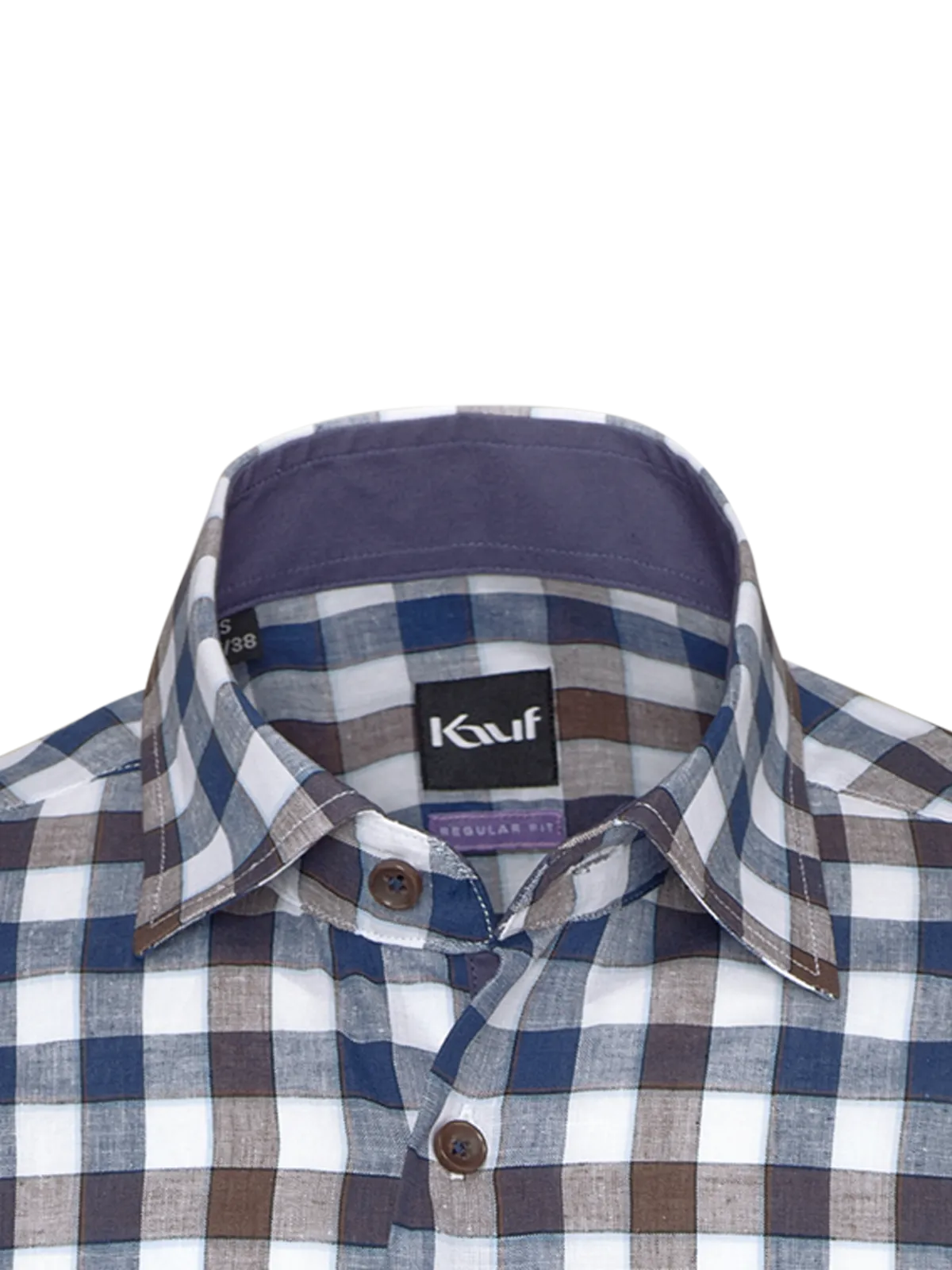 Bari Kent Kurzarm regular fit mit Kontrast mit Leinen