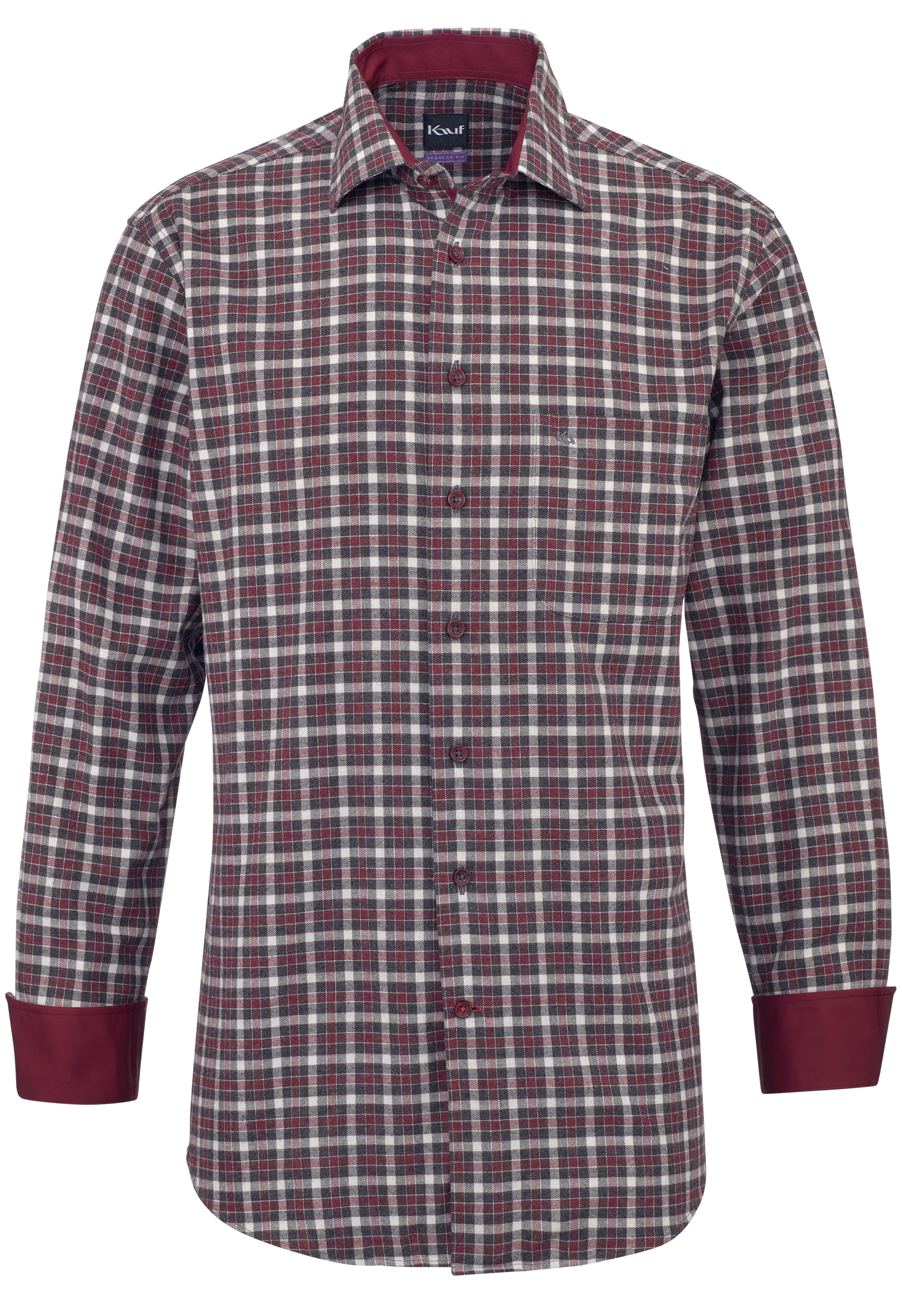 Acheter une chemise pour homme Coupe Regular Fit 176 60325 300 à carreaux gris foncé et bordeaux, en flanelle douce