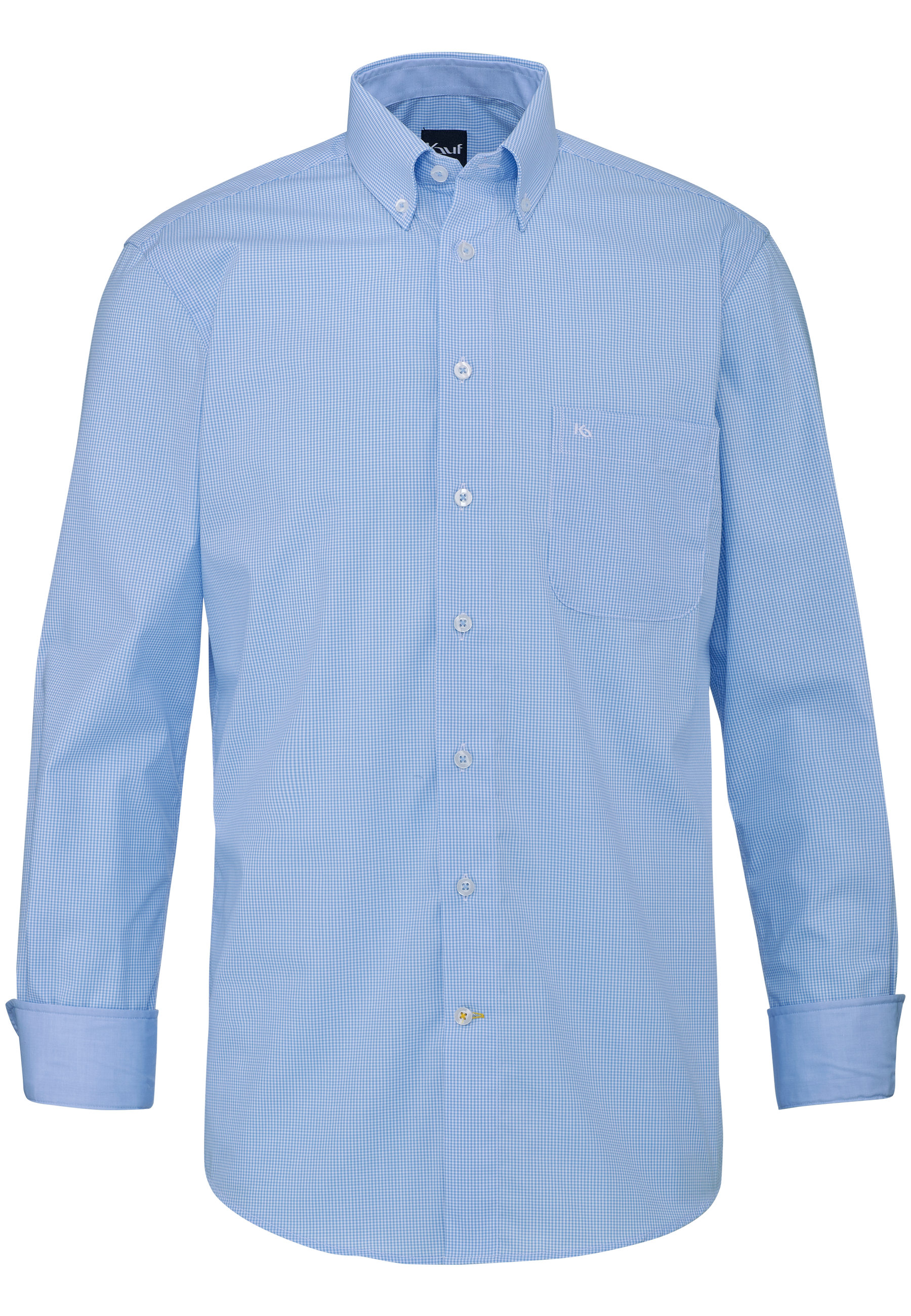 Hellblaues KAUF Firenze Herrenhemd im Vichy-Karo, Modern Fit mit Button-Down-Kragen und Brusttasche