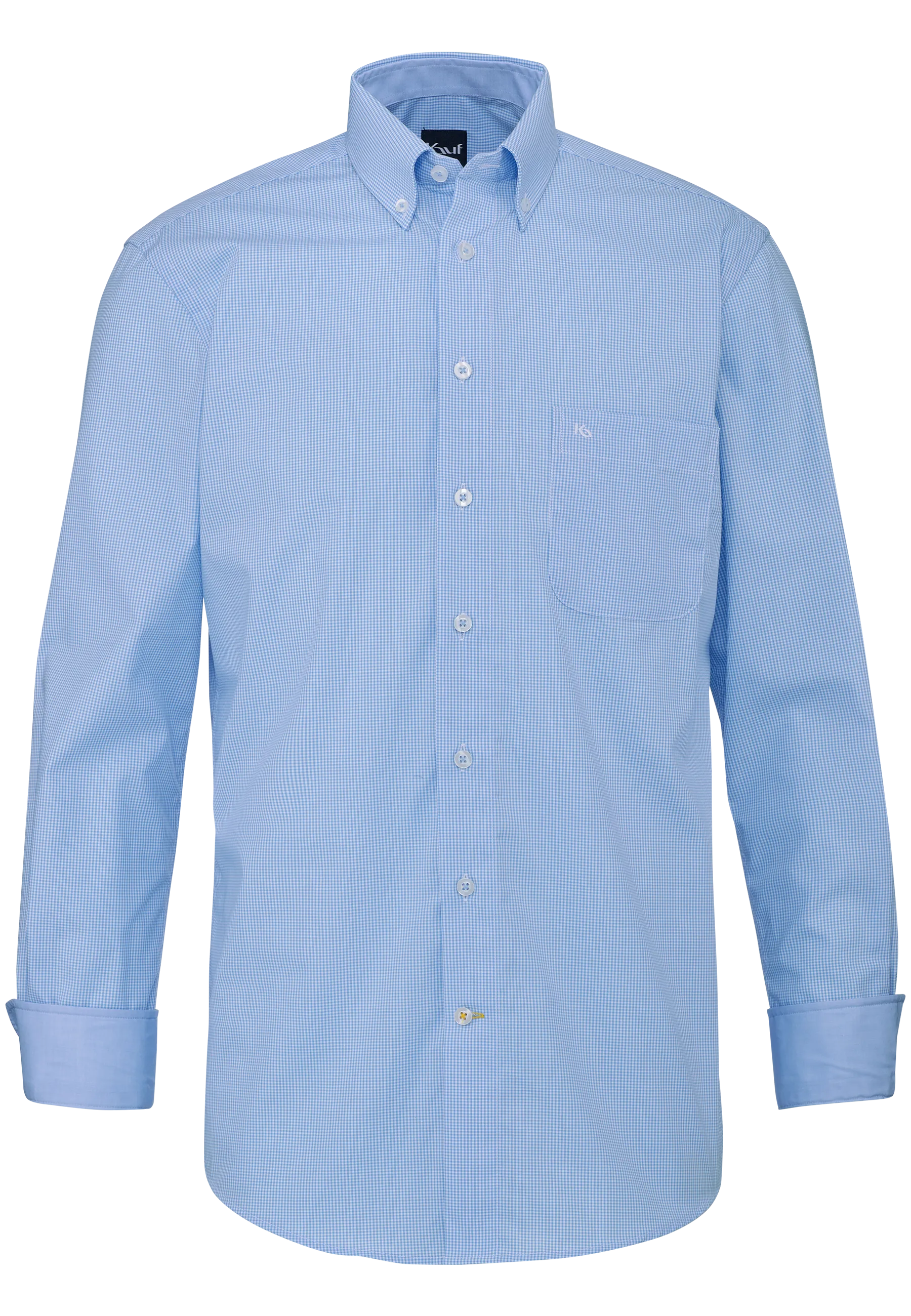 Chemise pour homme KAUF Firenze bleu clair à carreaux Vichy, coupe Modern Fit, col boutonné et poche poitrine