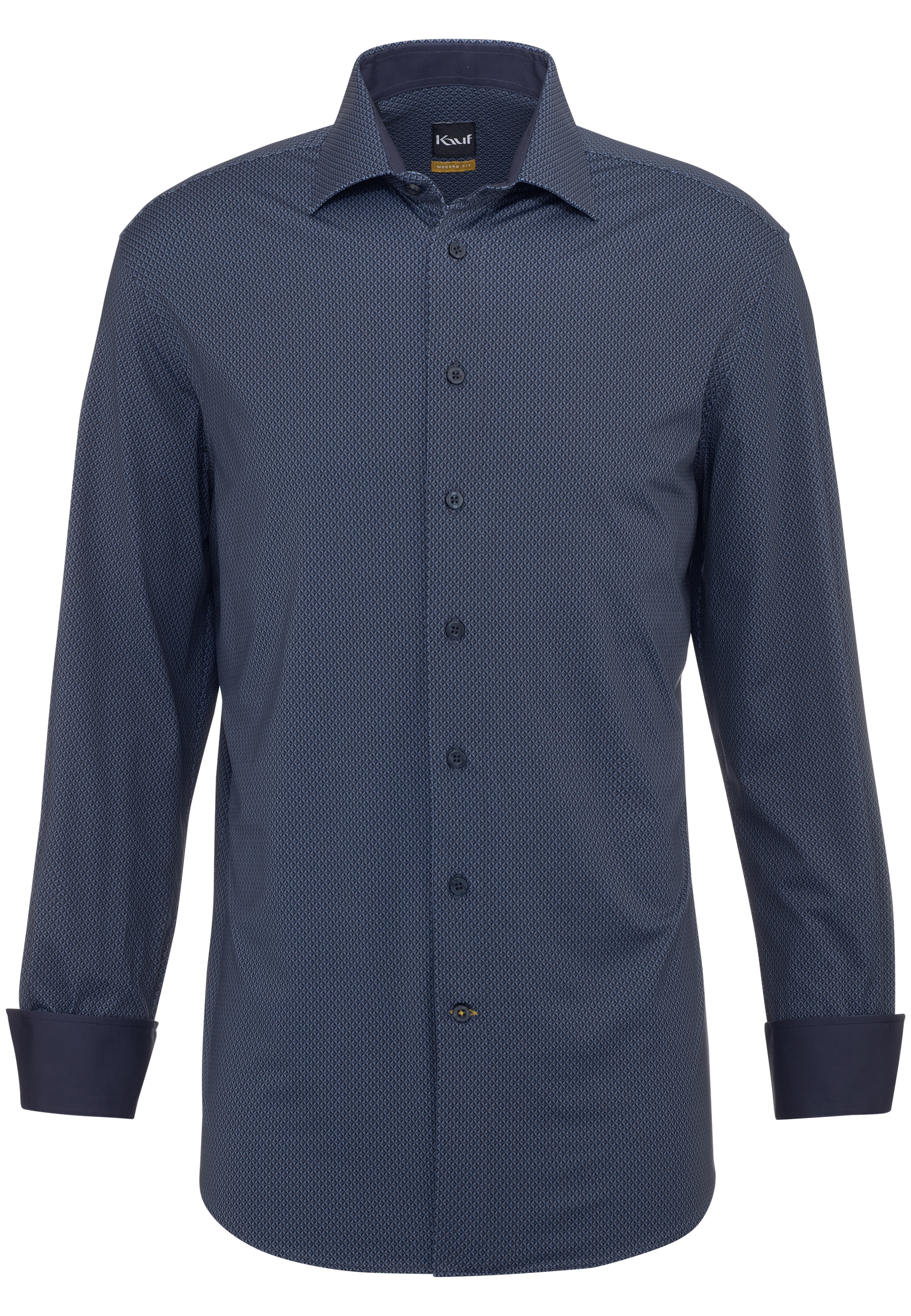 Dunkelgraues KAUF Firenze Jerseyhemd Modern Fit mit geometrischem Minimalmuster und New Kent Kragen