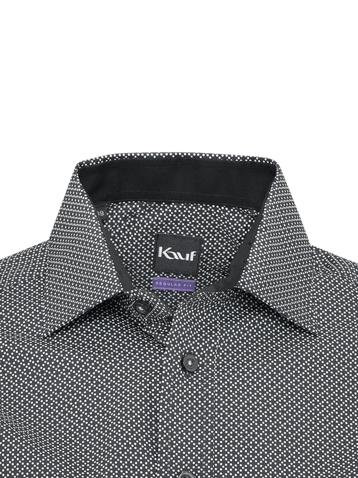Regular Fit Herrenhemd in Schwarz mit feinem Punktedruck