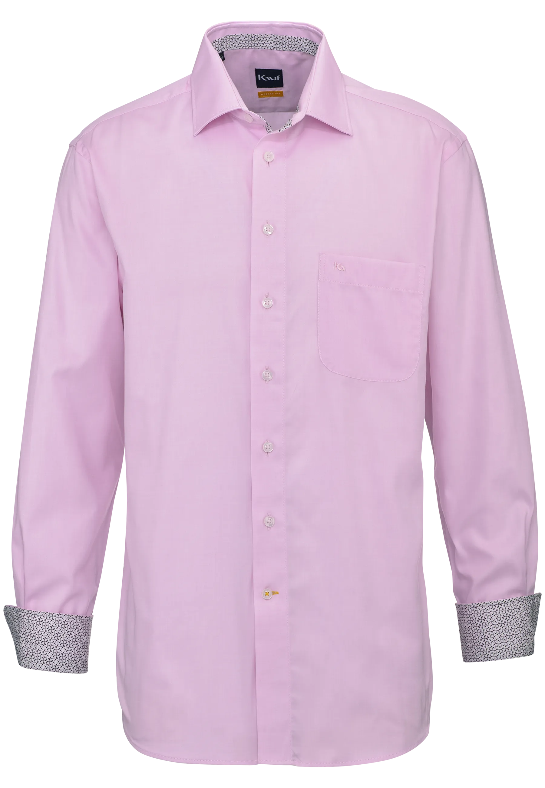 Pink KAUF Firenze men’s shirt in a modern fit with a fil-à-fil texture, button-down collar and breast pocket
