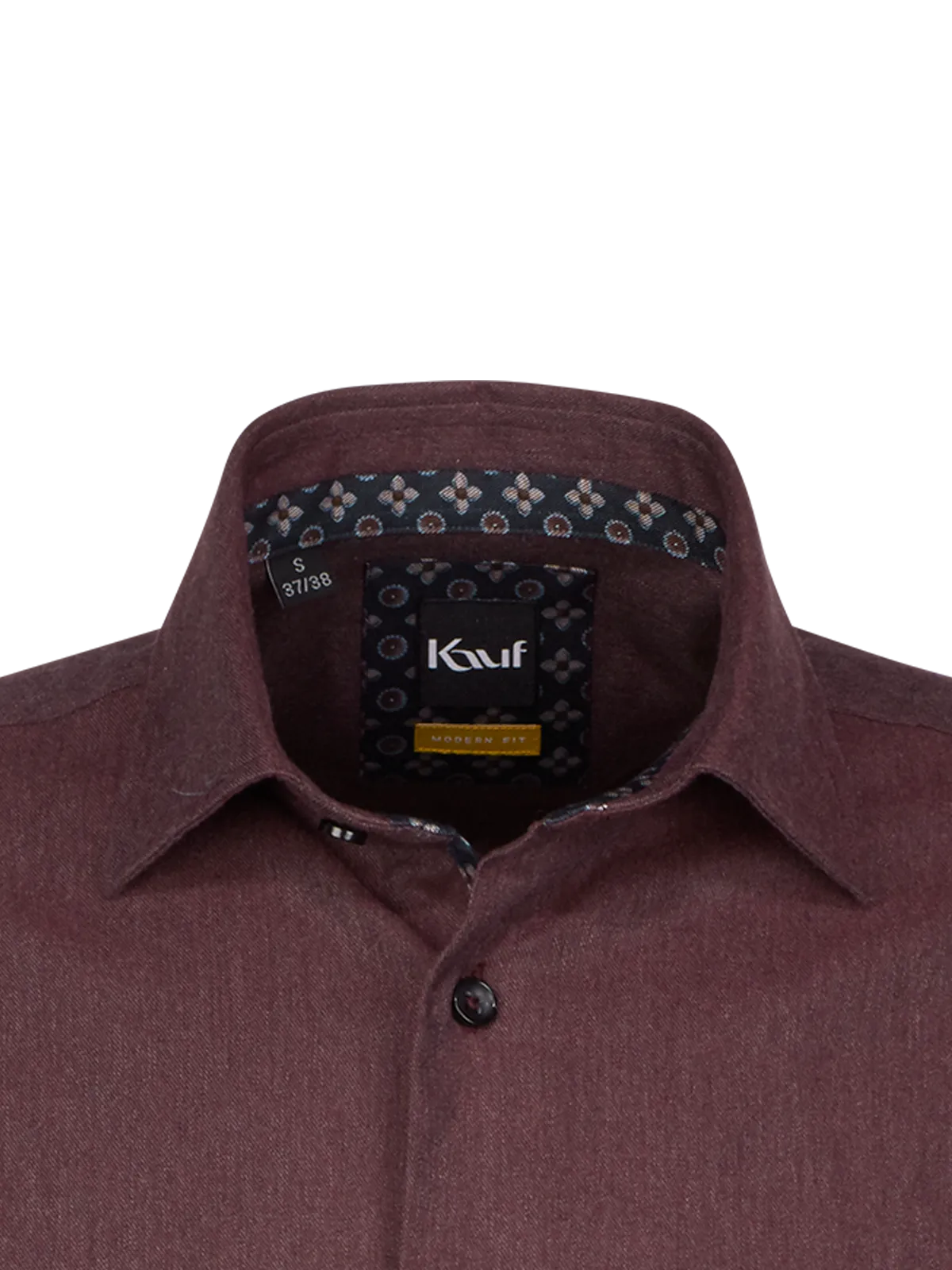 Bari Kent Langarm regular fit in Leichtflanell mit Kontrast