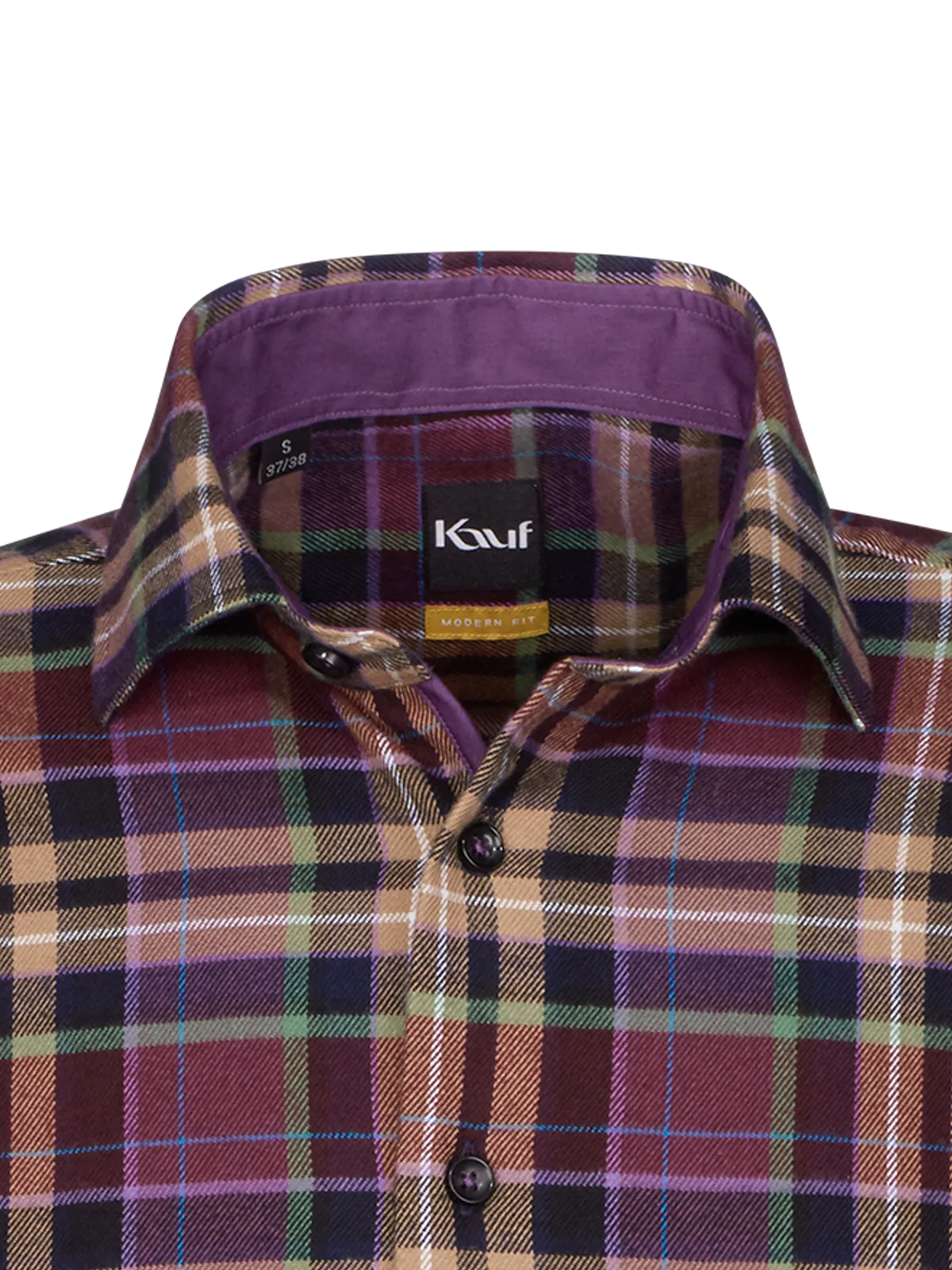 Verona Kent Langarm modern fit in Flanellqualität mit Kontrast