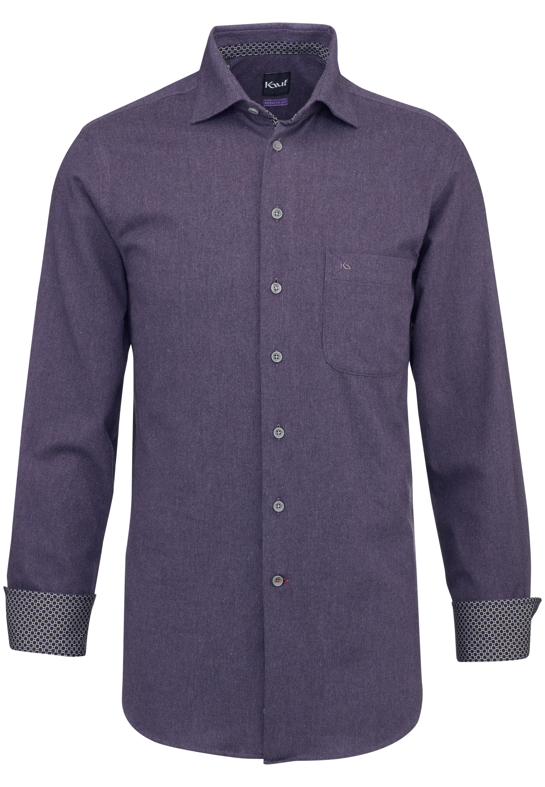 Dunkellila Bari Kent Flanellhemd Regular Fit