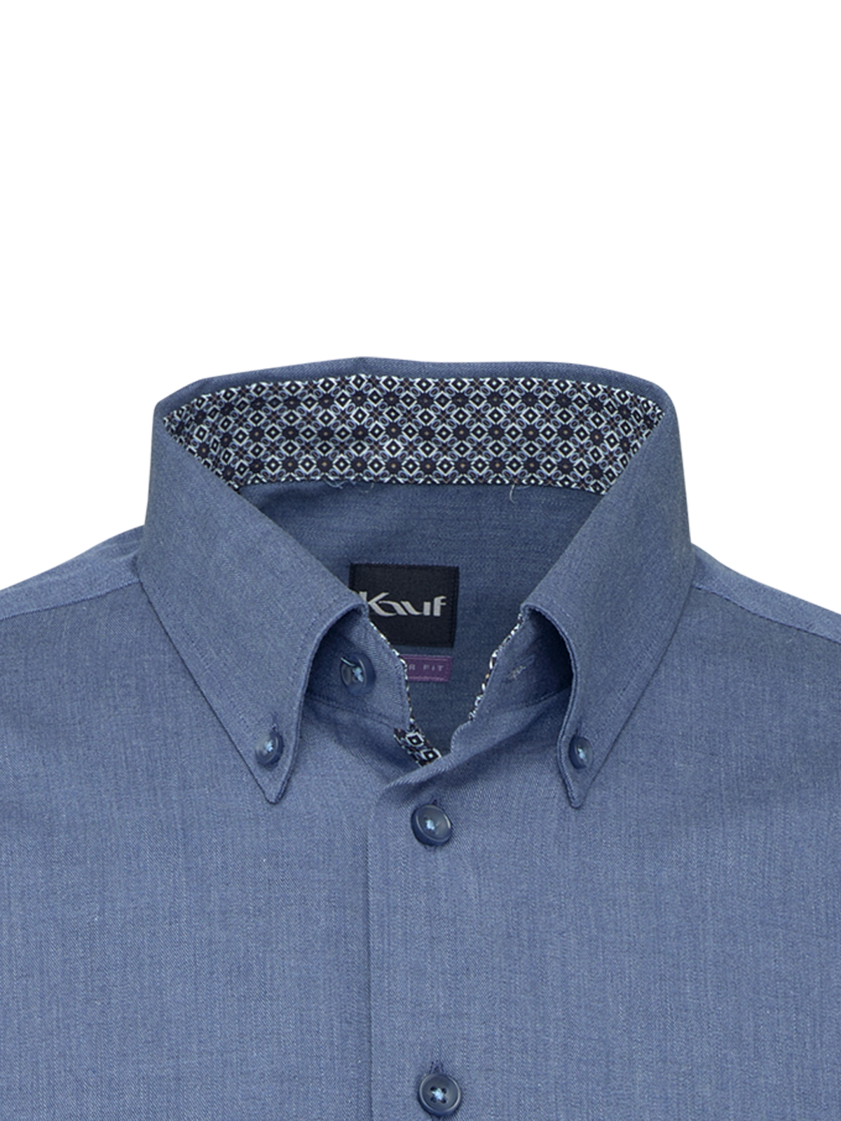 Button-Down-Kragen mit gemustertem Kontrastbesatz – KAUF Herrenhemd