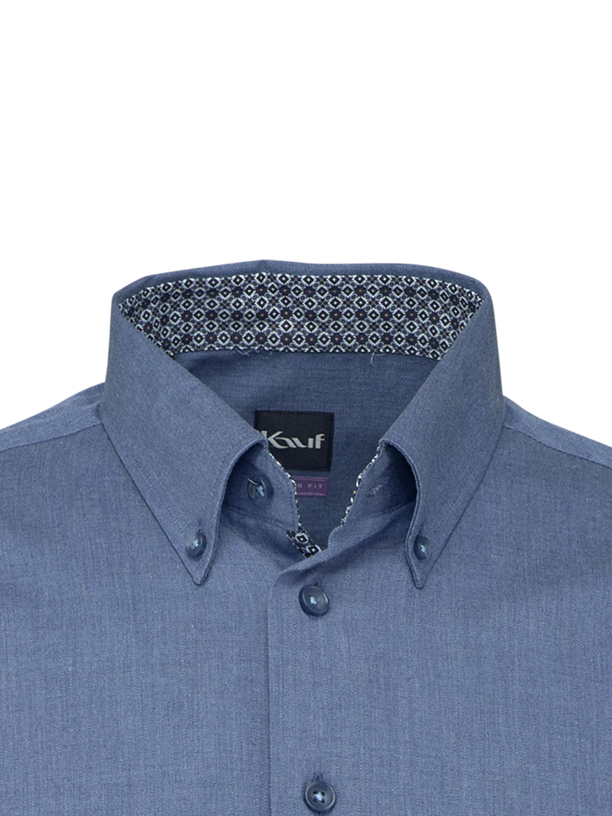Col boutonné avec bordure contrastée à motifs – Chemise pour homme kauf
