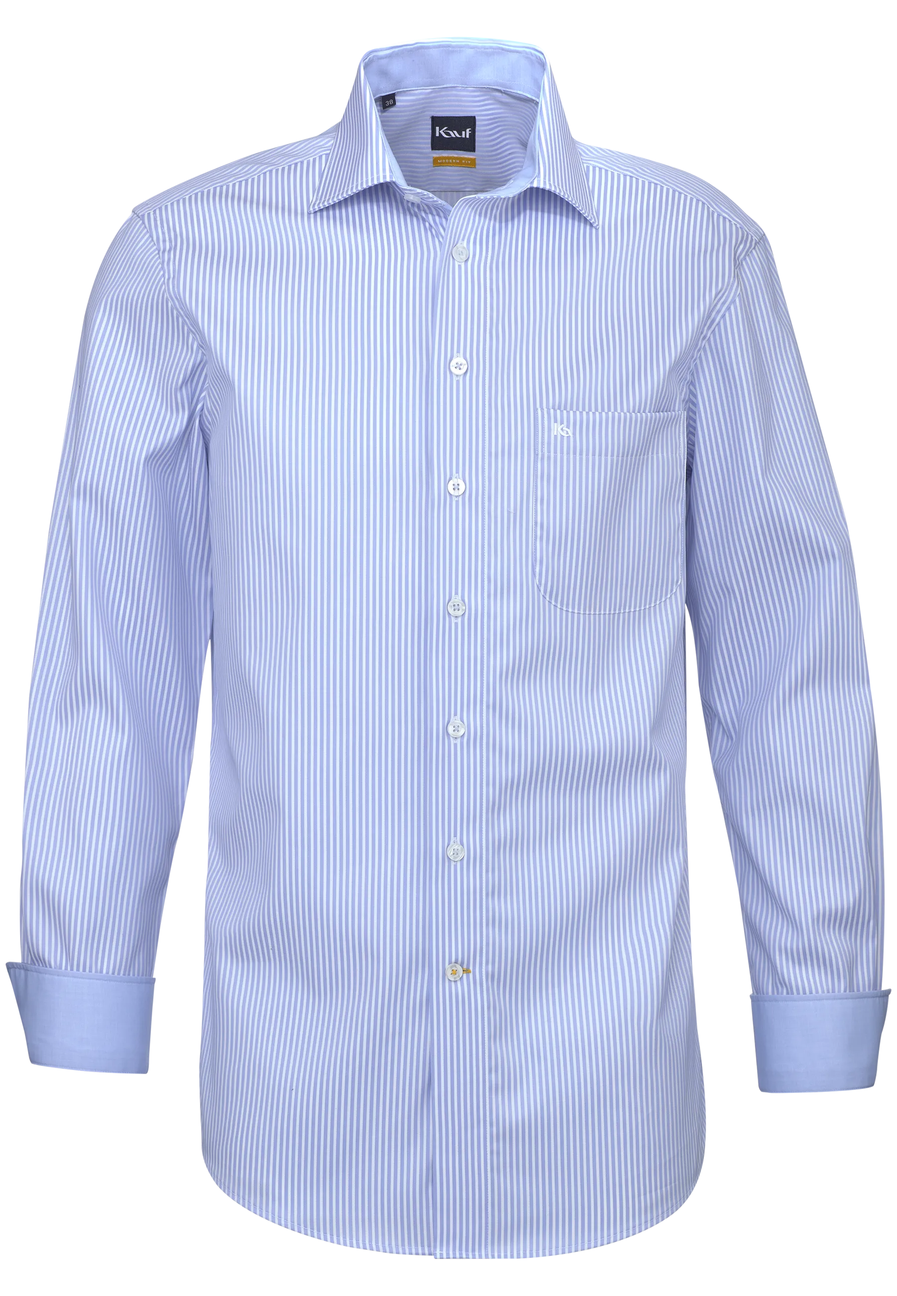 KAUF Modern Fit Herrenhemd 229 30243 500 hellblau-weiss mit Römerstreifen, New Kent-Kragen und Safety Pocket