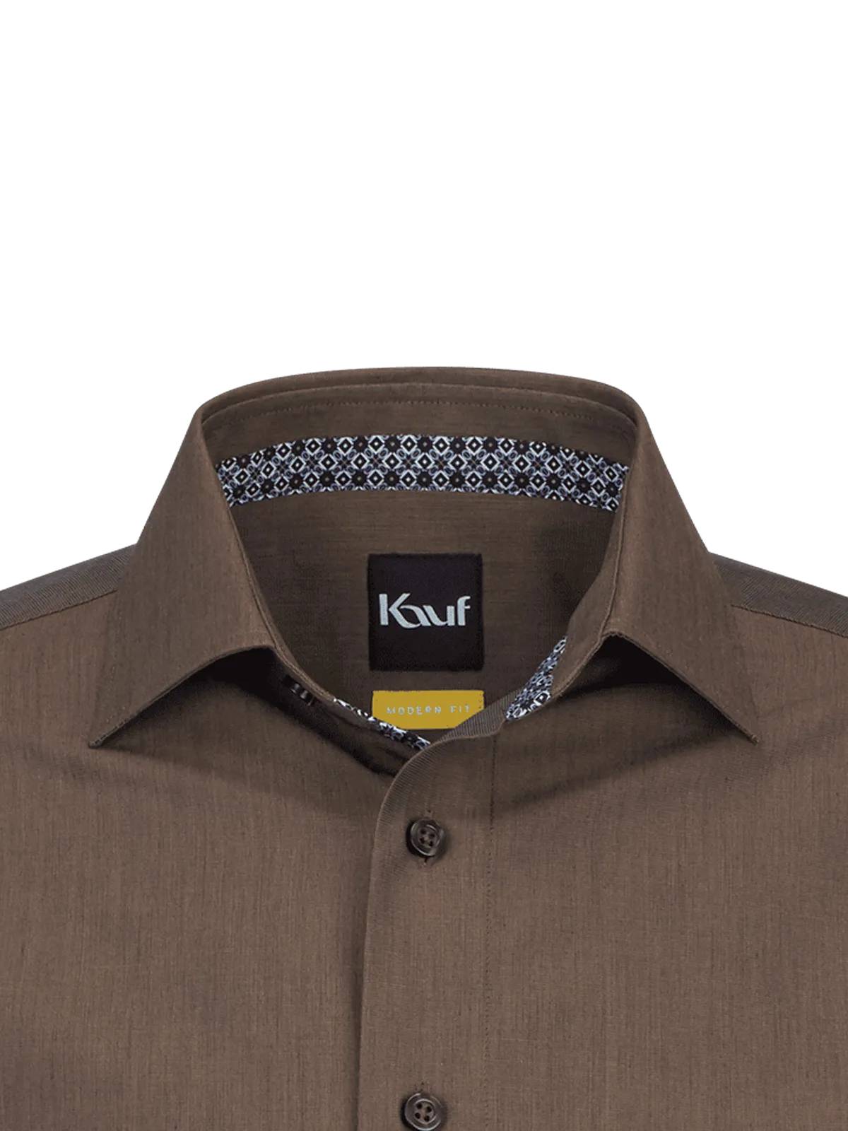 Firenze New Kent Langarm modern fit braun mit Kontrast