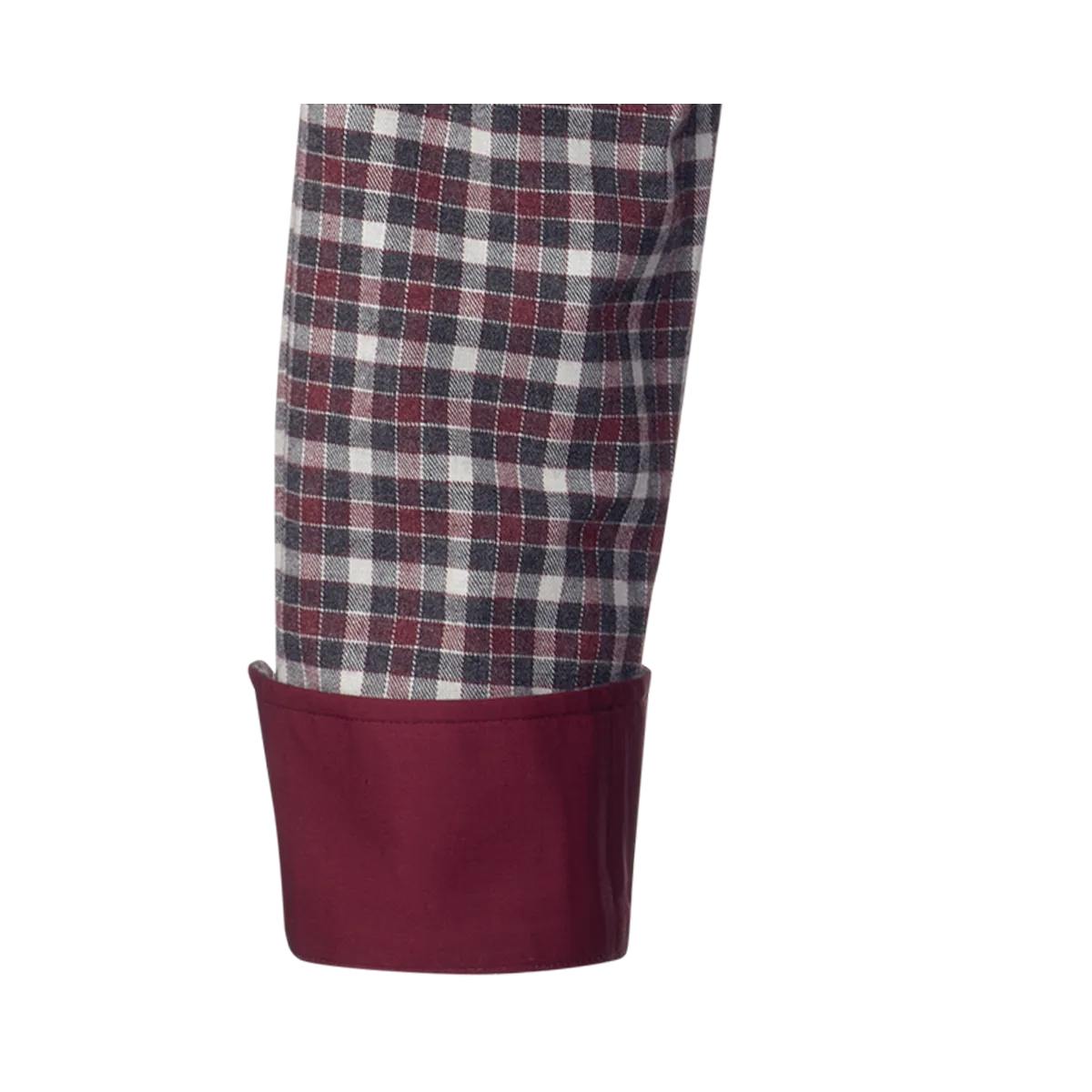 Chemise pour homme Kauf Coupe Regular Fit – flanelle à carreaux gris foncé/bordeaux – Bari Kent – manches longues