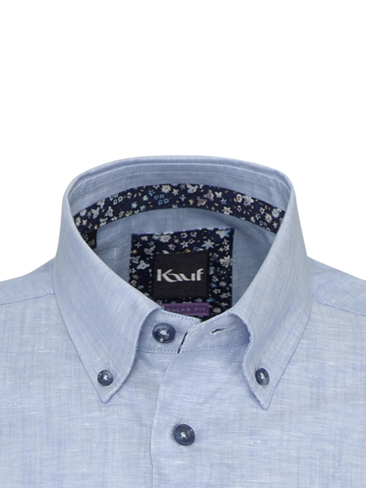 Bari Button Down Kurzarm regular fit mit Kontrast mit Leinen