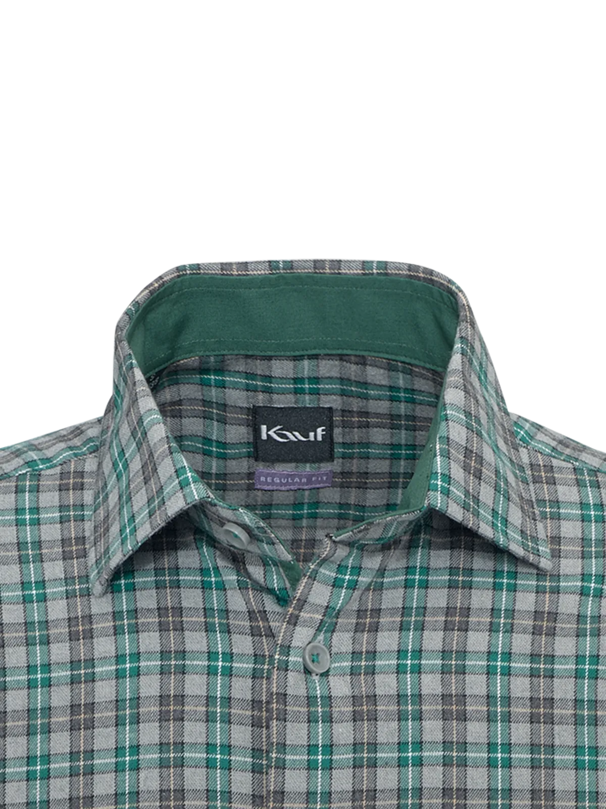 Light grey and green Bari Kent flannel shirt with a checked pattern